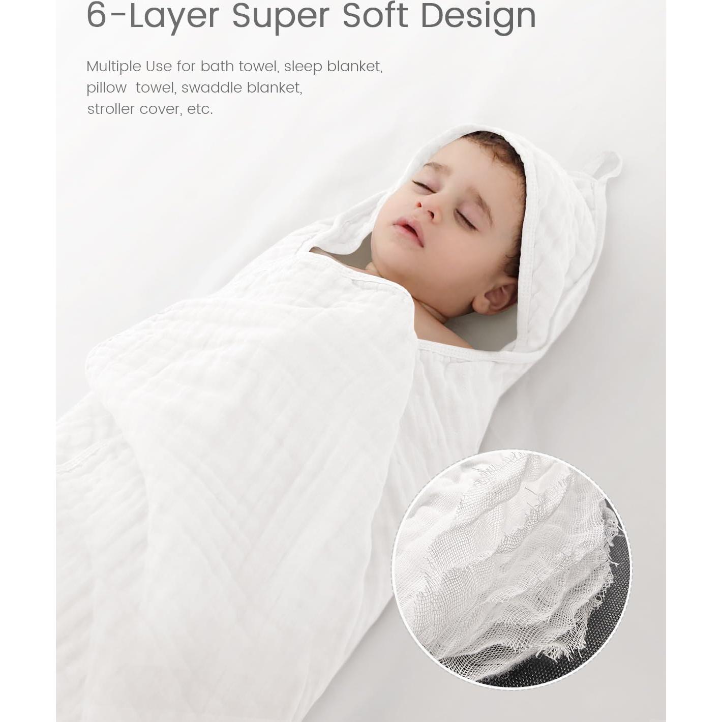 Toallas con Capucha FAVERDIIY 89x89 cm 100% Algodón Muselina