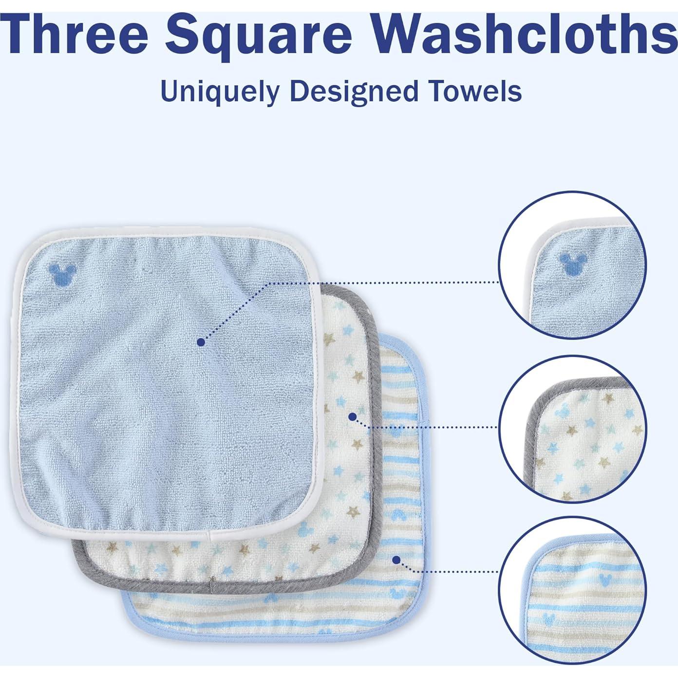 Toalla de baño con capucha Mickey Mouse Disney + 3 toallitas