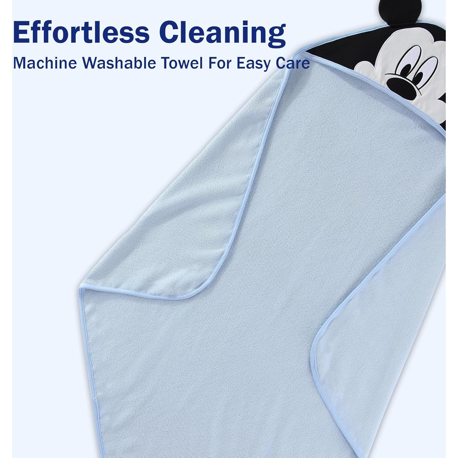 Toalla de baño con capucha Mickey Mouse Disney + 3 toallitas