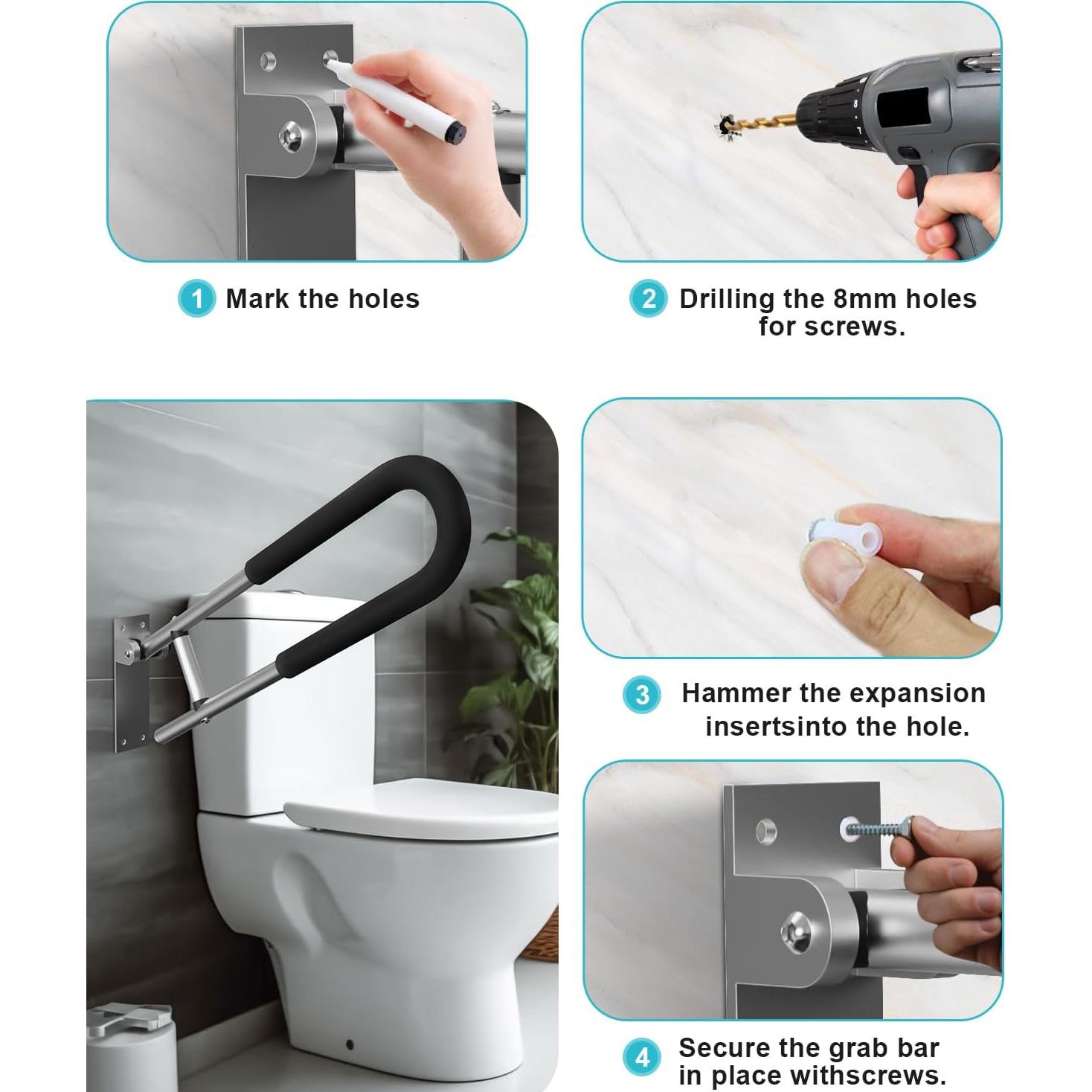 Barras de Agarre para Discapacitados BotaBay 60 cm Aluminio 136 kg