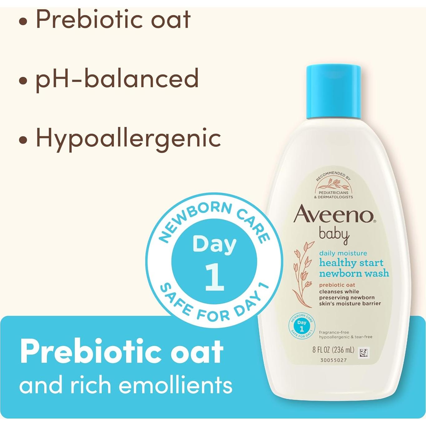 Aveeno Bebé Jabón Corporal Hipoalergénico 236.6 ml