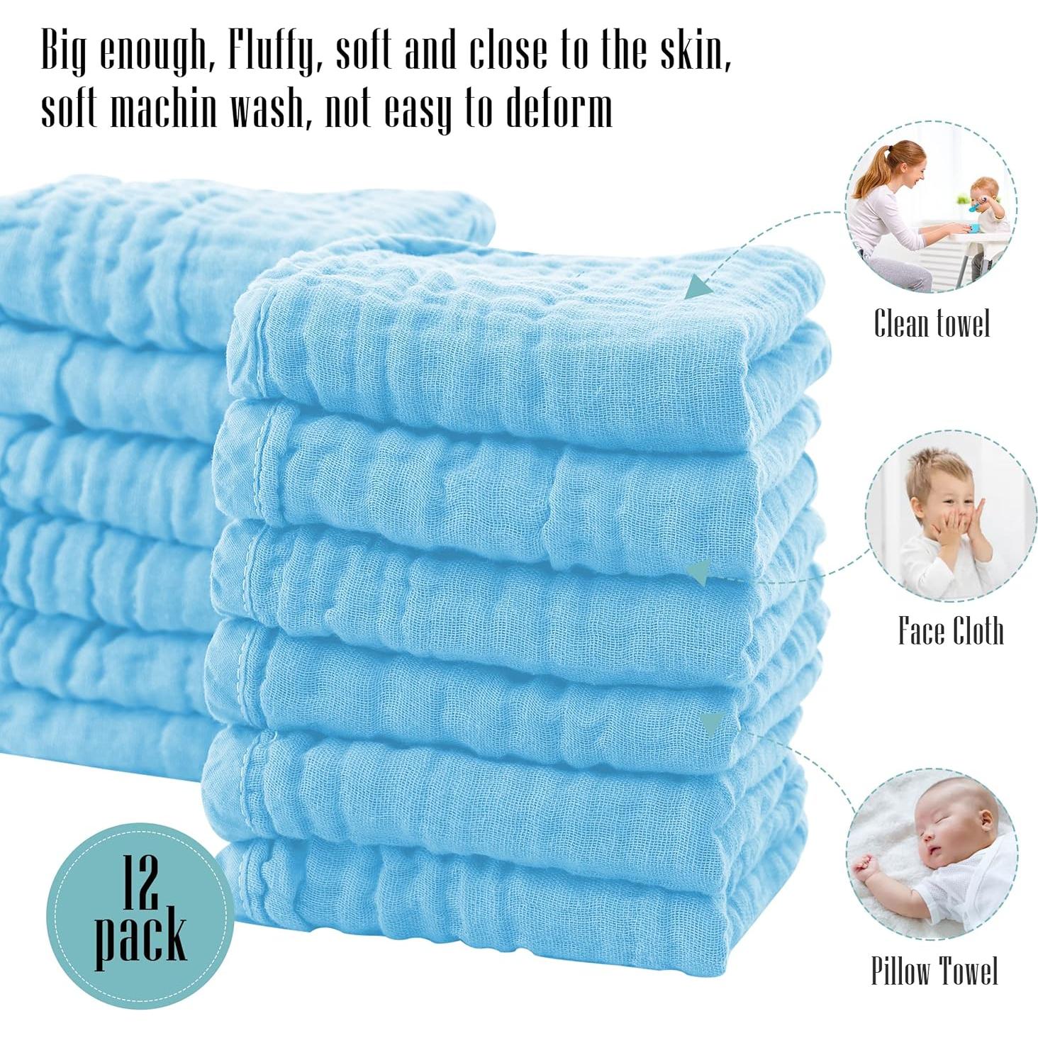 Paquete de 24 Paños de Muselina Cute Castle 100% Algodón 50.8x25.4 cm