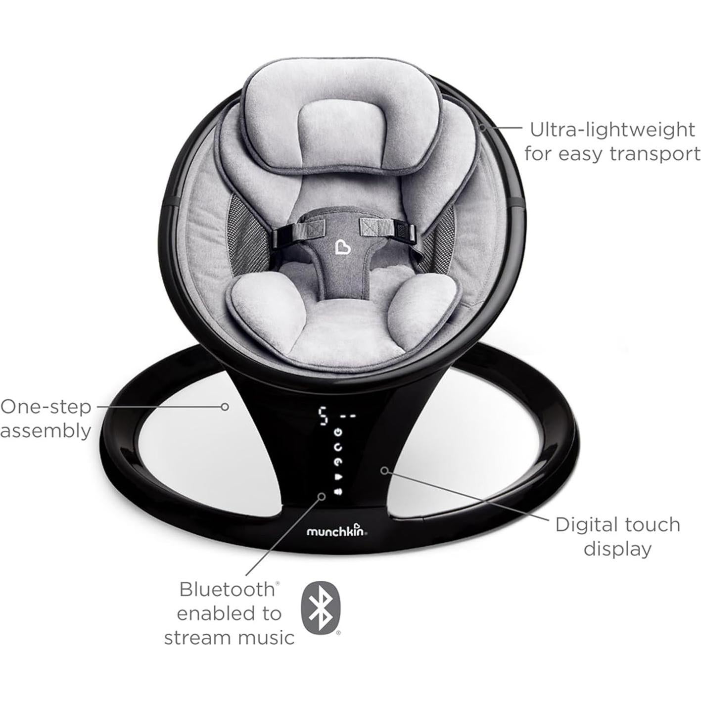 Silla Mecedora Eléctrica Munchkin con Bluetooth, Ligera y Portátil