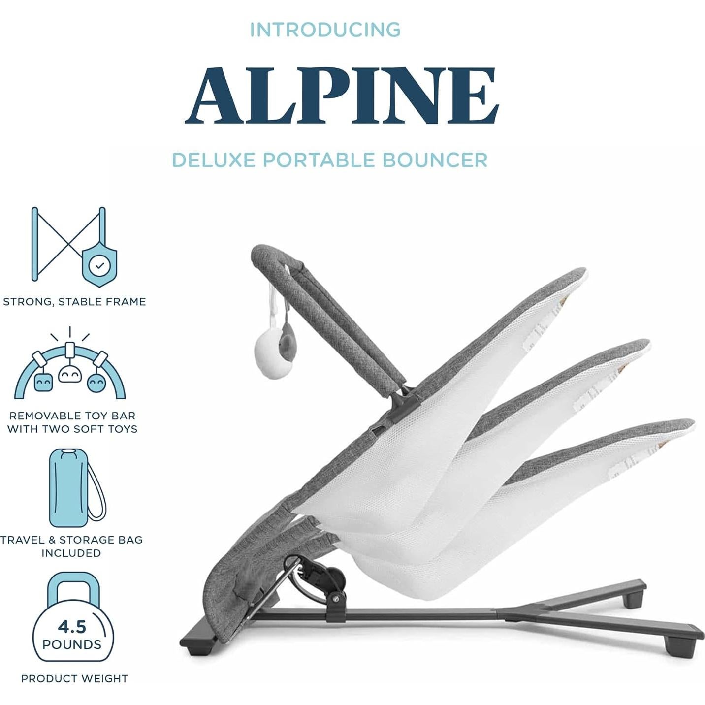 Bouncer Portátil Baby Delight Alpine Deluxe Tweed Carbón 0-6 meses