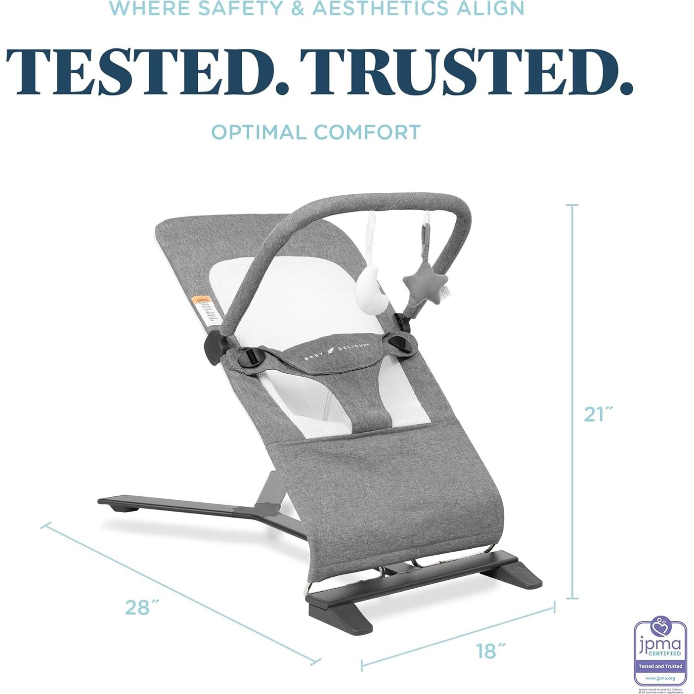 Bouncer Portátil Baby Delight Alpine Deluxe Tweed Carbón 0-6 meses