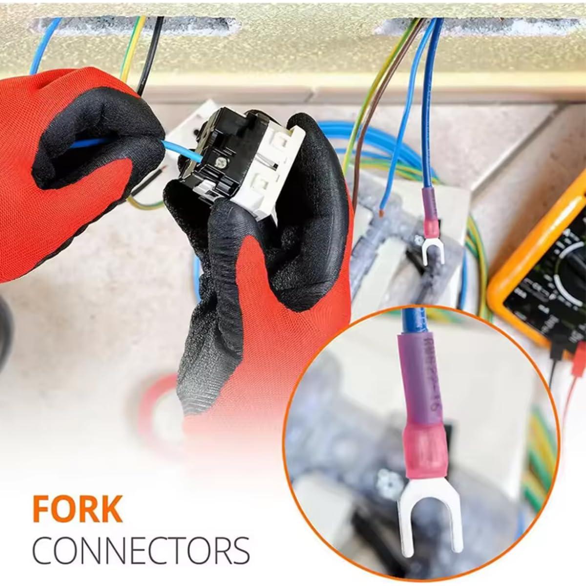 Kit 100 Conectores de Horquilla Termoretráctiles Teansic AWG16-14