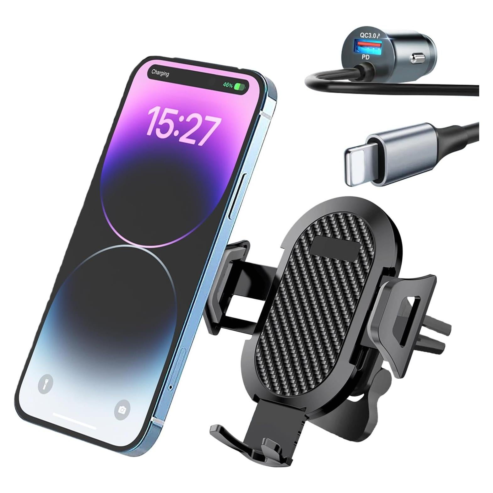 Soporte para teléfono de coche 3 en 1 Hunan C07A-L con cargador 60W