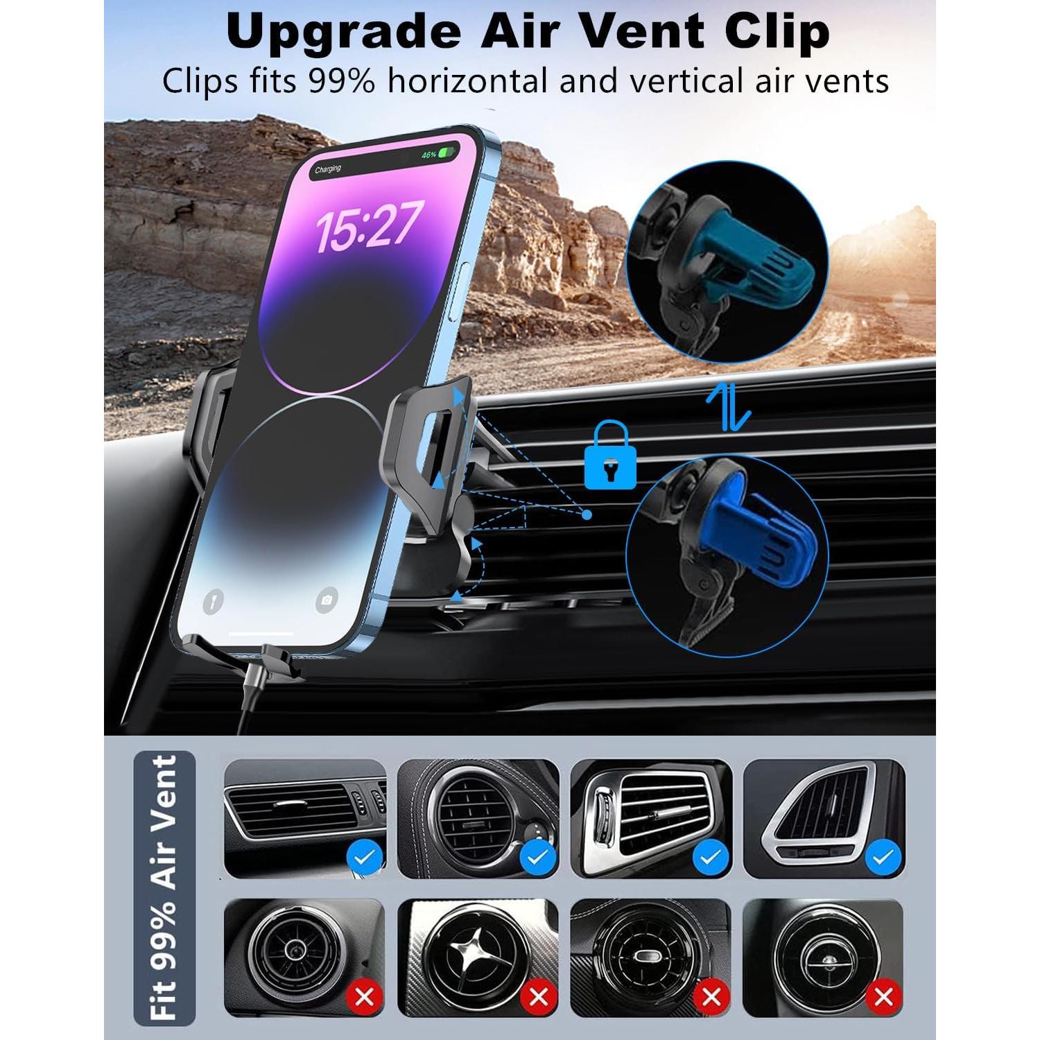 Soporte para teléfono de coche 3 en 1 Hunan C07A-L con cargador 60W