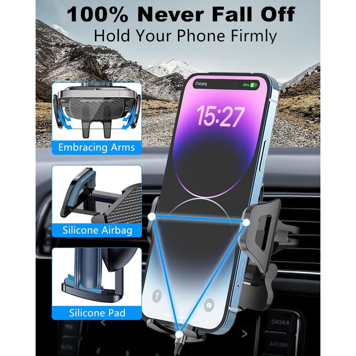 Soporte para teléfono de coche 3 en 1 Hunan C07A-L con cargador 60W