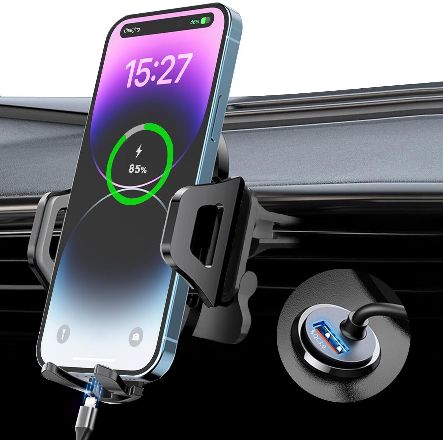 Soporte para teléfono de coche 3 en 1 Hunan C07A-L con cargador 60W