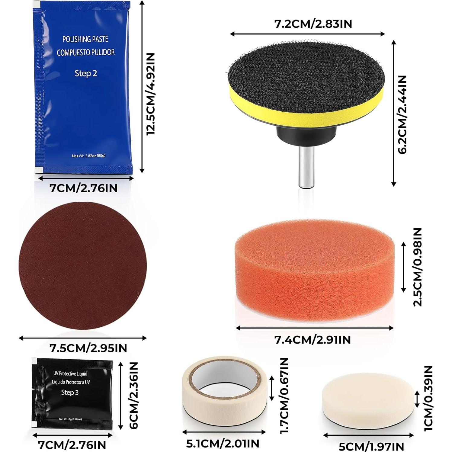 Kit de Restauración de Faros ISINFLASH 3 Pasos para Lentes de Coche