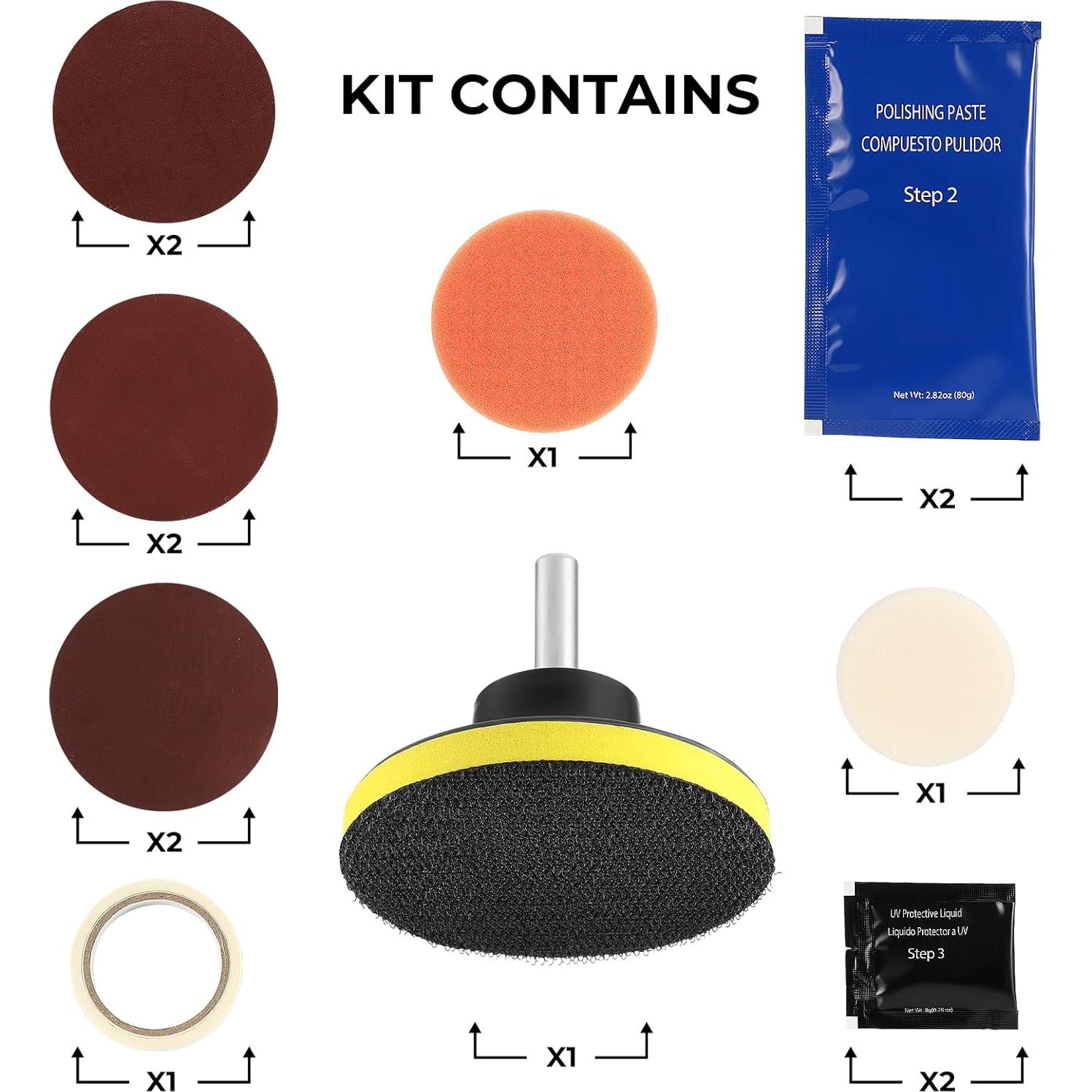 Kit de Restauración de Faros ISINFLASH 3 Pasos para Lentes de Coche