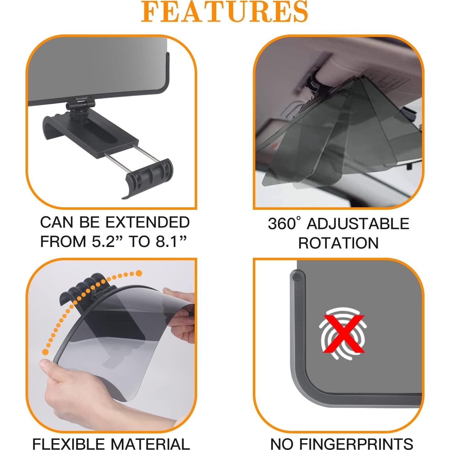 Visera Solar Polarizada Keyiduid 32x13 cm, Rotación 360°