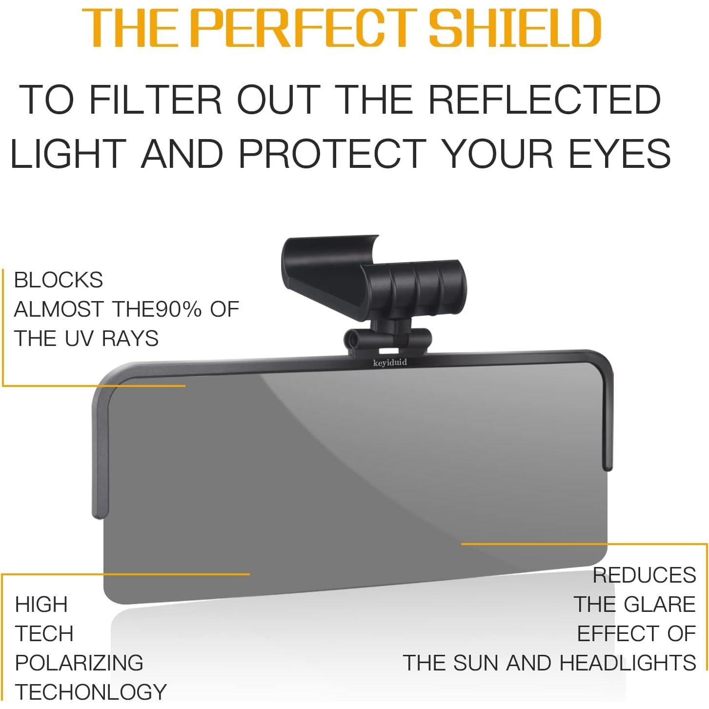 Visera Solar Polarizada Keyiduid 32x13 cm, Rotación 360°