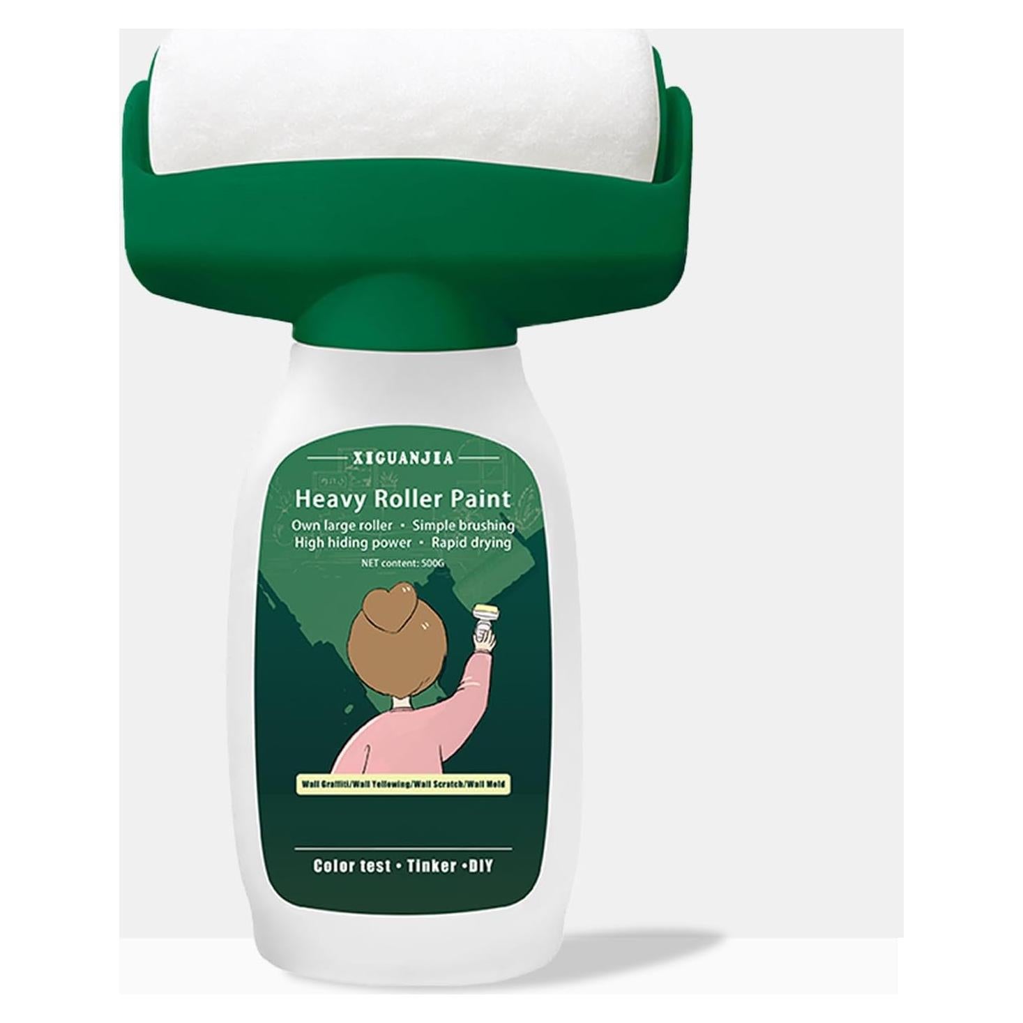 Kit de Pintura de Pared AUOMLVH 500g Blanco, Rodillo 2 en 1