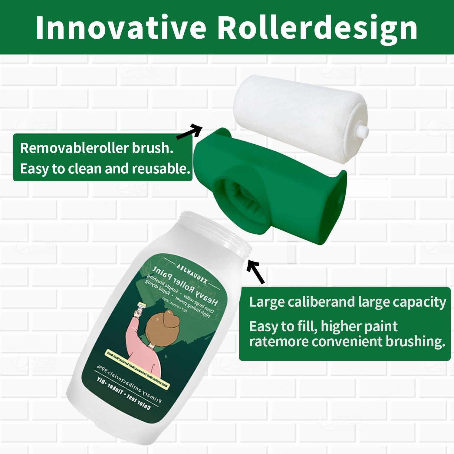 Kit de Pintura de Pared AUOMLVH 500g Blanco, Rodillo 2 en 1