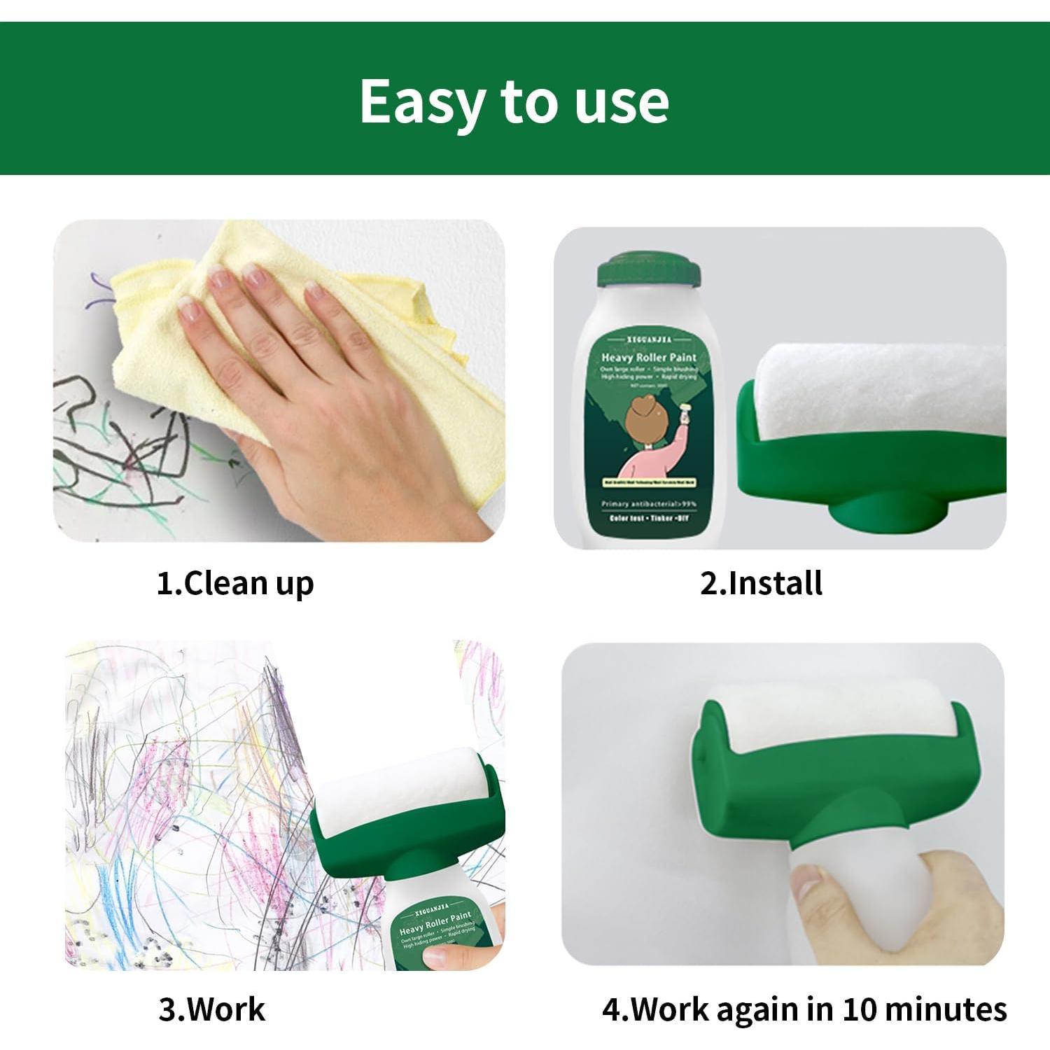 Kit de Pintura de Pared AUOMLVH 500g Blanco, Rodillo 2 en 1