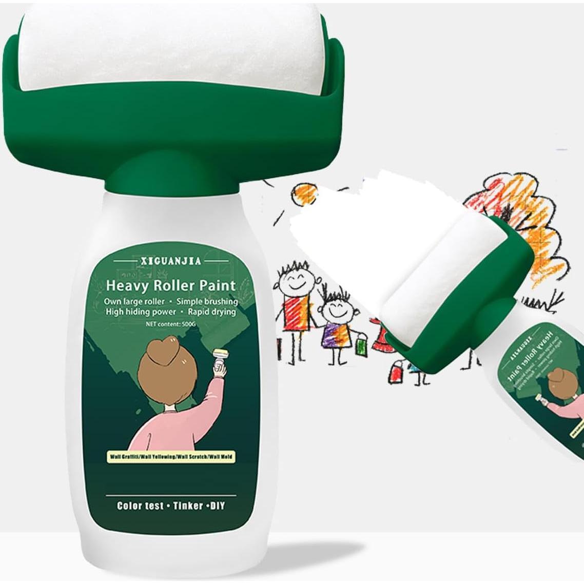 Kit de Pintura de Pared AUOMLVH 500g Blanco, Rodillo 2 en 1