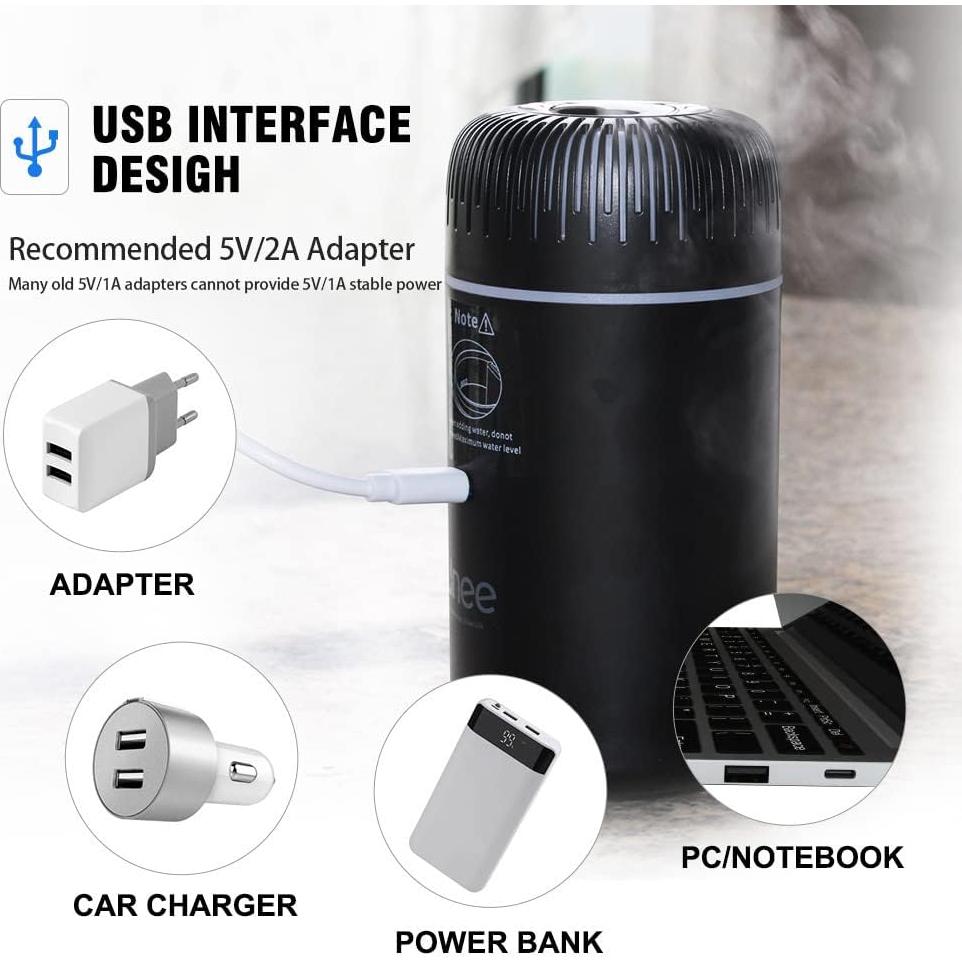 Difusor de Aroma Unee para Auto 100ml USB Humidificador Negro