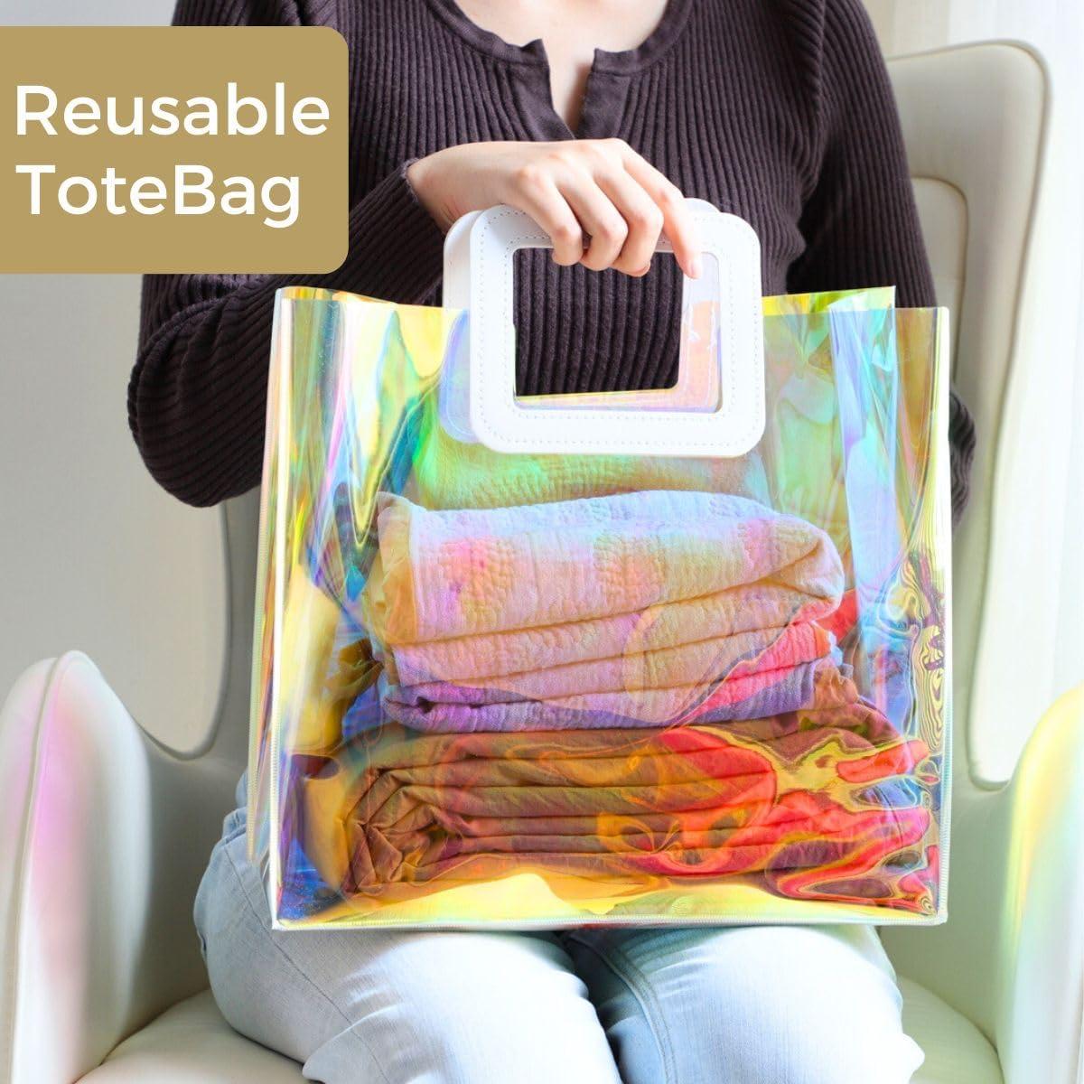 Bolsa de Regalo Grande Holográfica VUOJUR 32.5x29.5x14.5cm Iridiscente