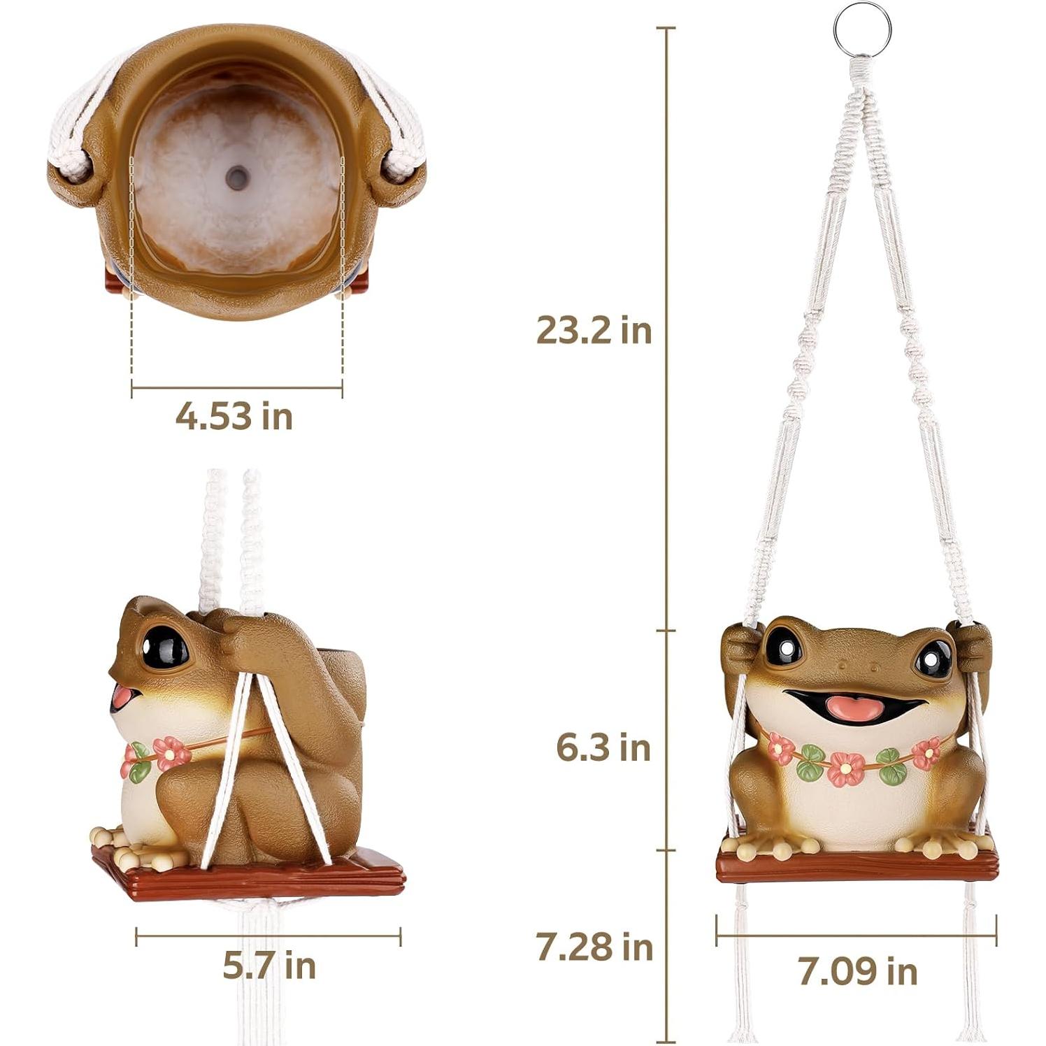 Maceta Colgante de Rana GUGUGO con Drenaje 12.5cm Marrón