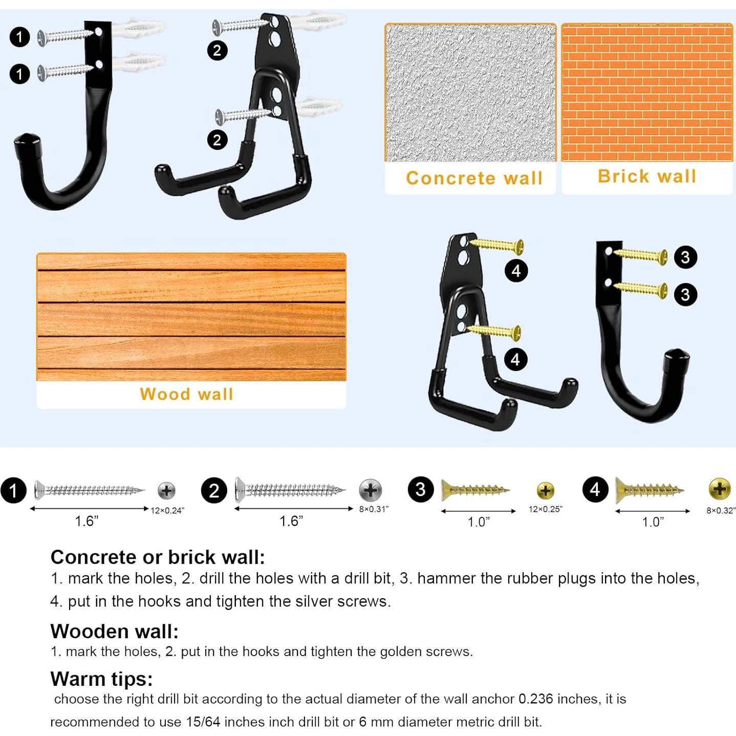 Paquete de 10 ganchos de pared Jikro alta resistencia 20.41 kg