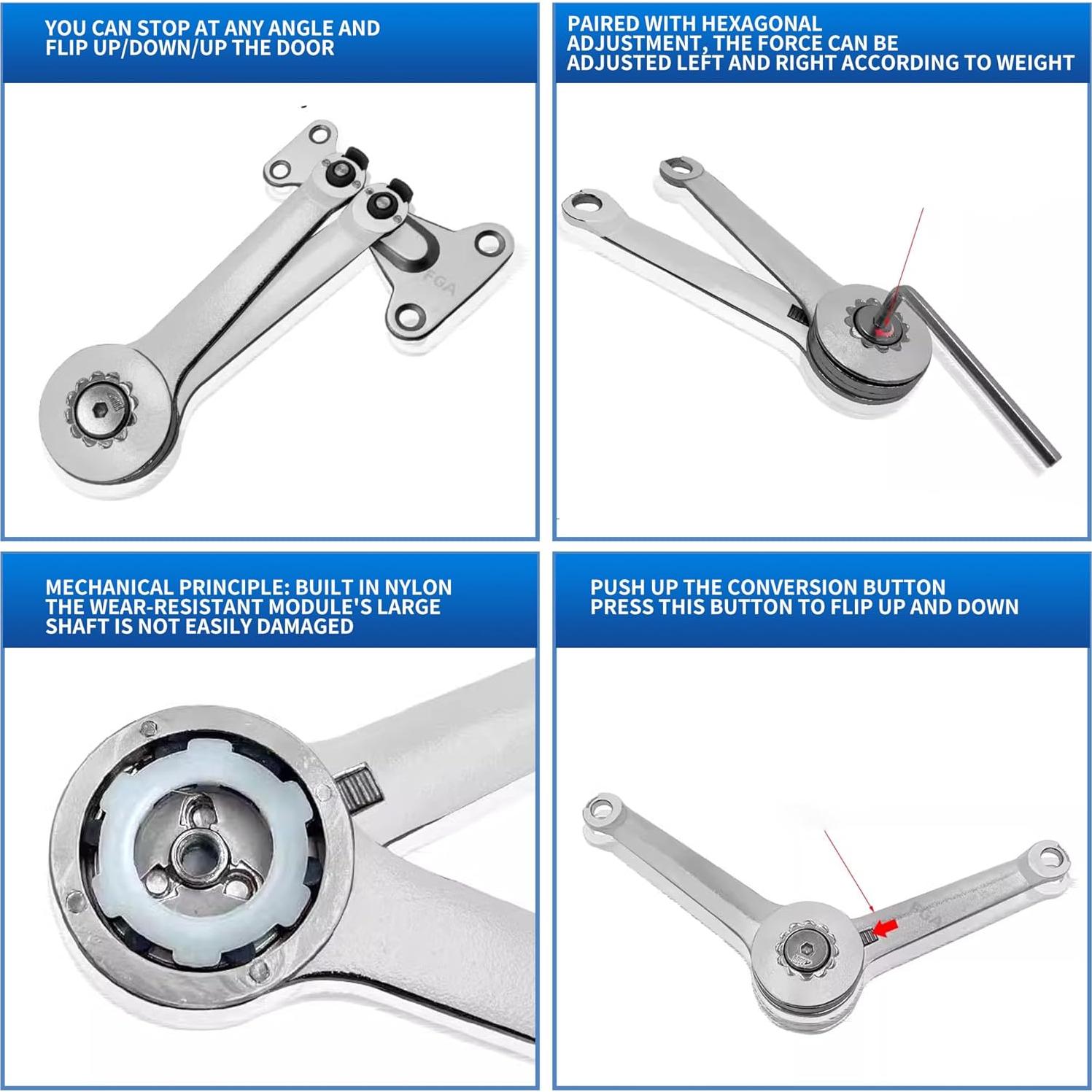 Bisagra de Soporte de Tapa XBLWIN 2 Piezas 18.14kg Plata