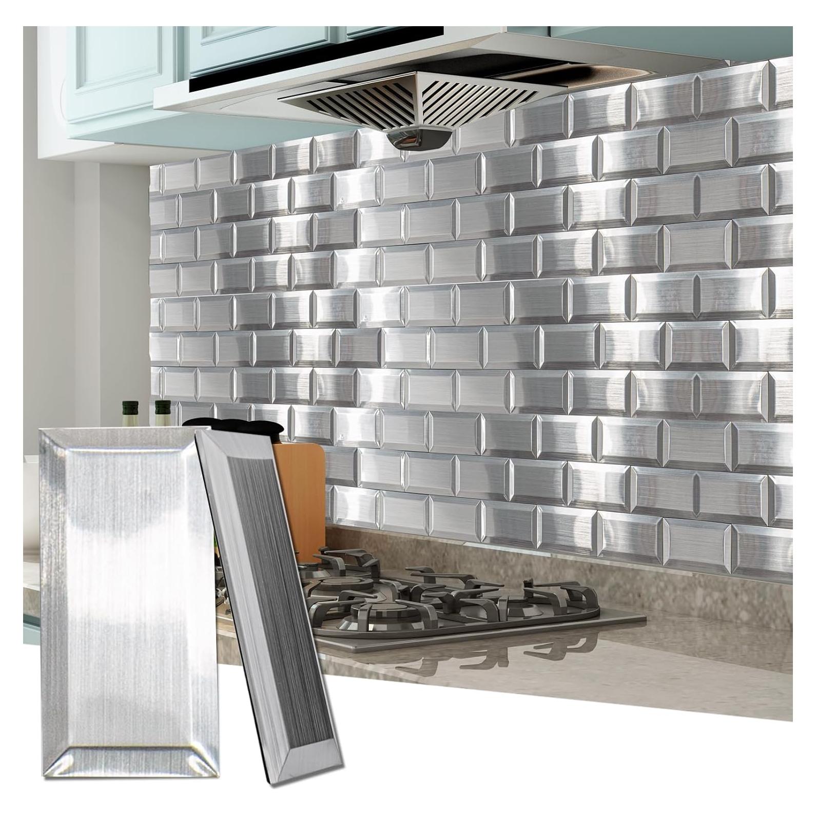 Azulejos Autoadhesivos 3D Art3d Acero Inoxidable 100 Pcs