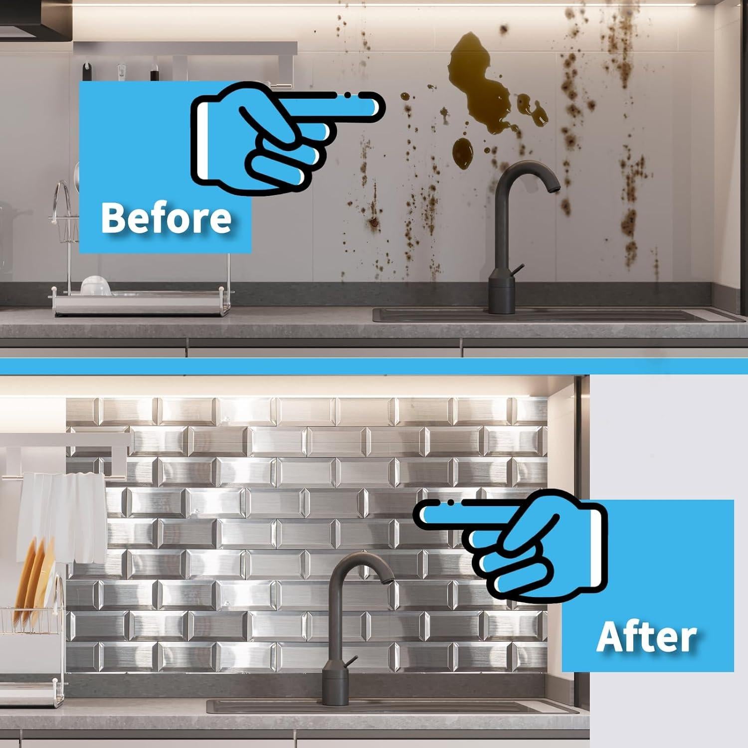 Azulejos Autoadhesivos 3D Art3d Acero Inoxidable 100 Pcs