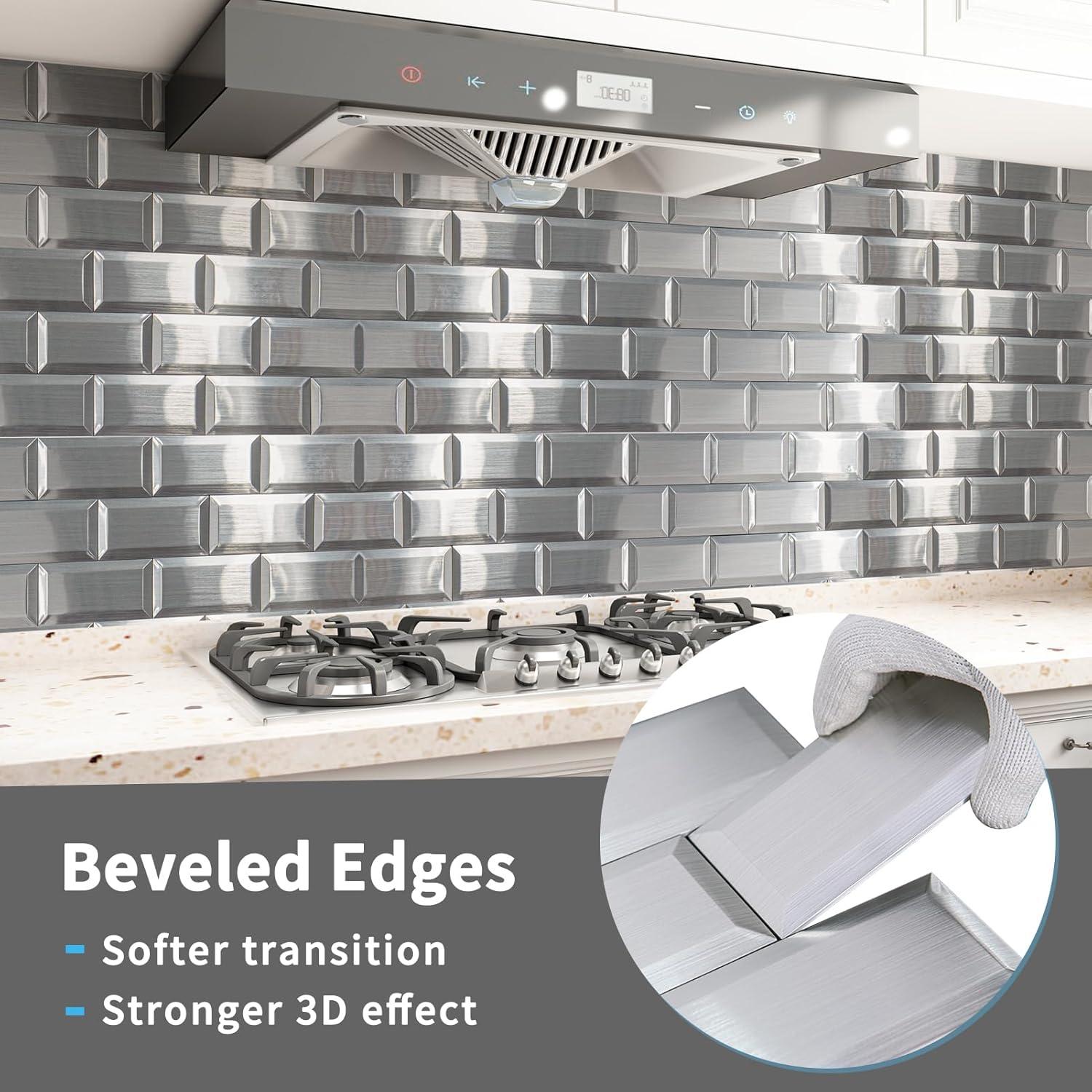 Azulejos Autoadhesivos 3D Art3d Acero Inoxidable 100 Pcs