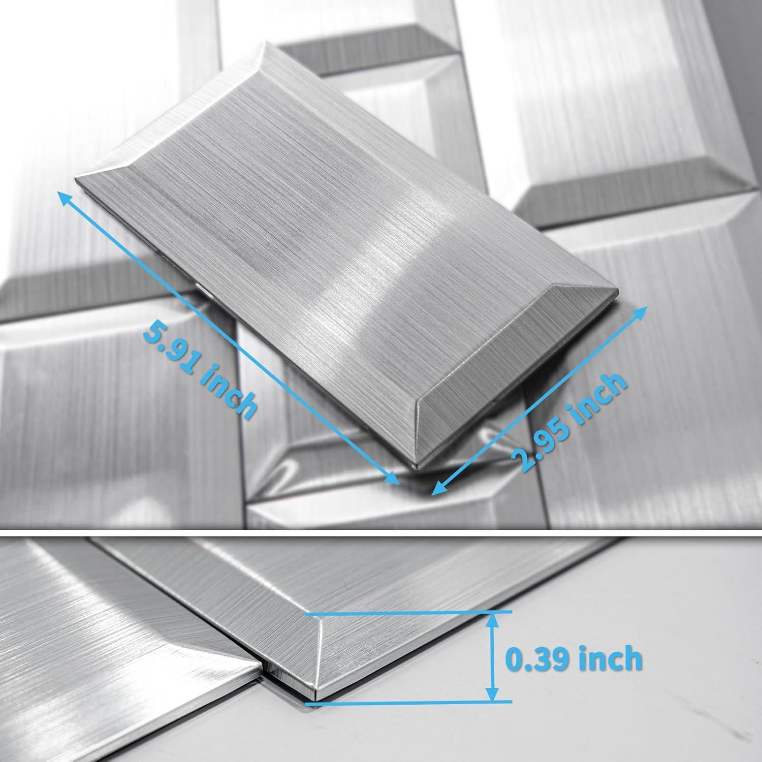 Azulejos Autoadhesivos 3D Art3d Acero Inoxidable 100 Pcs