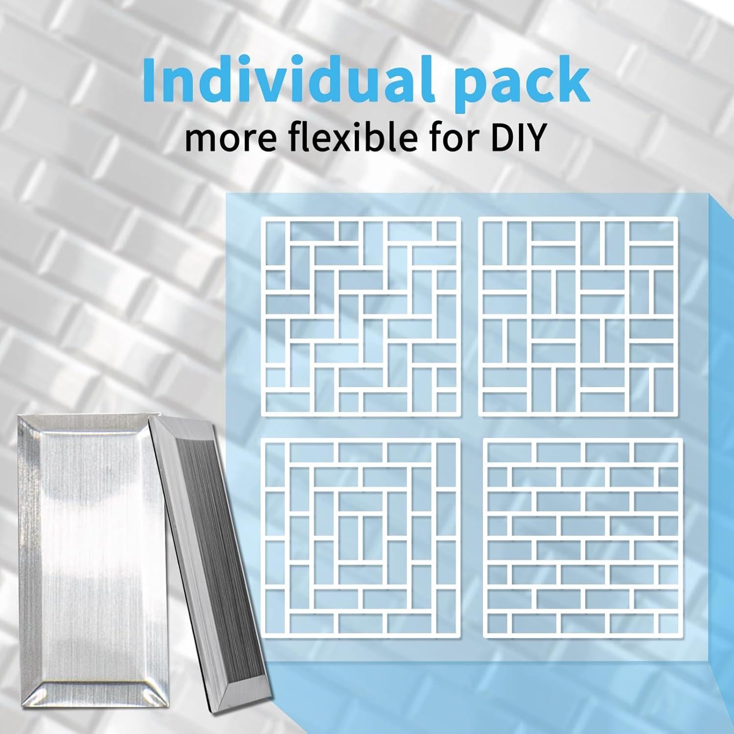 Azulejos Autoadhesivos 3D Art3d Acero Inoxidable 100 Pcs