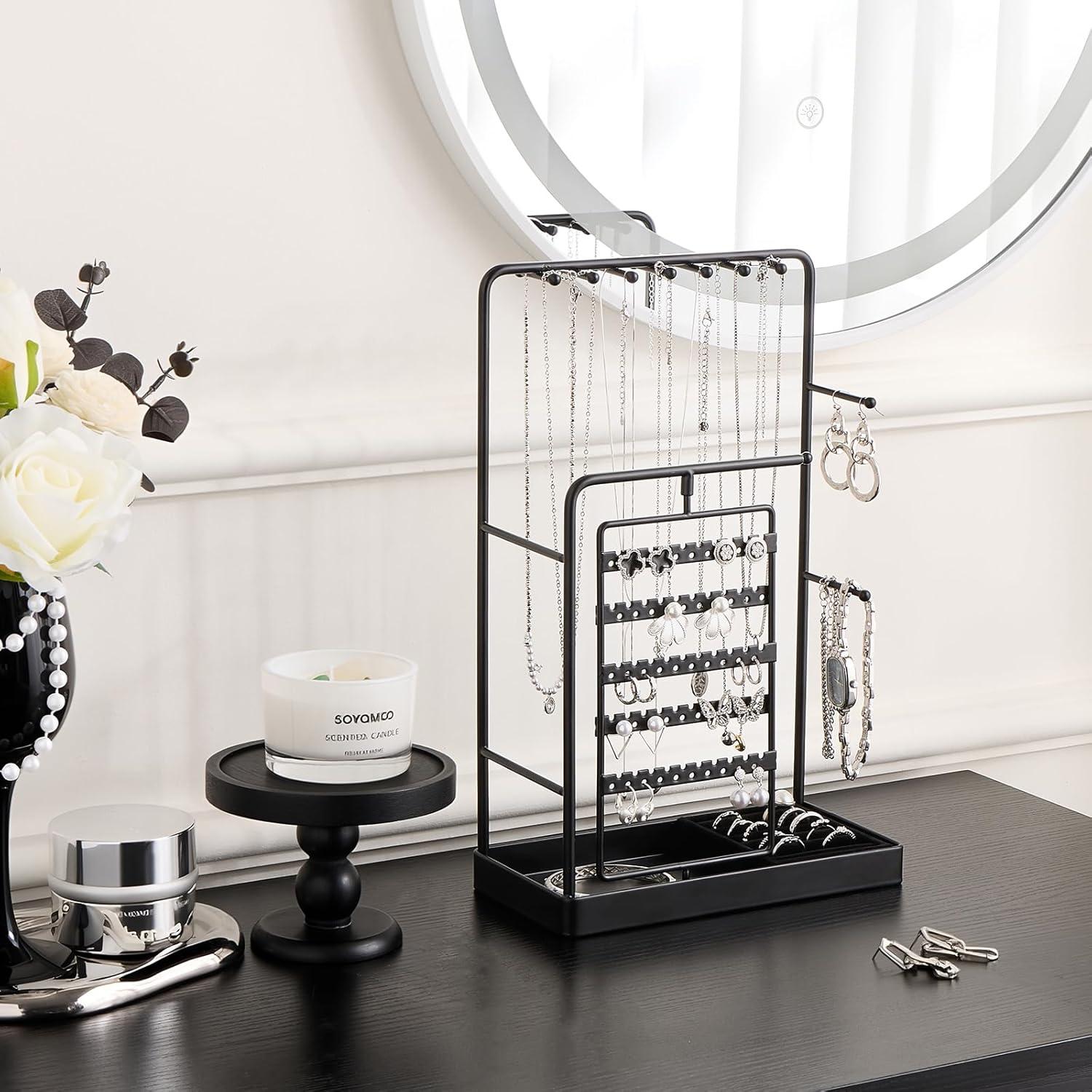 Soporte de Joyería ProCase Negro con Bandeja de Anillos