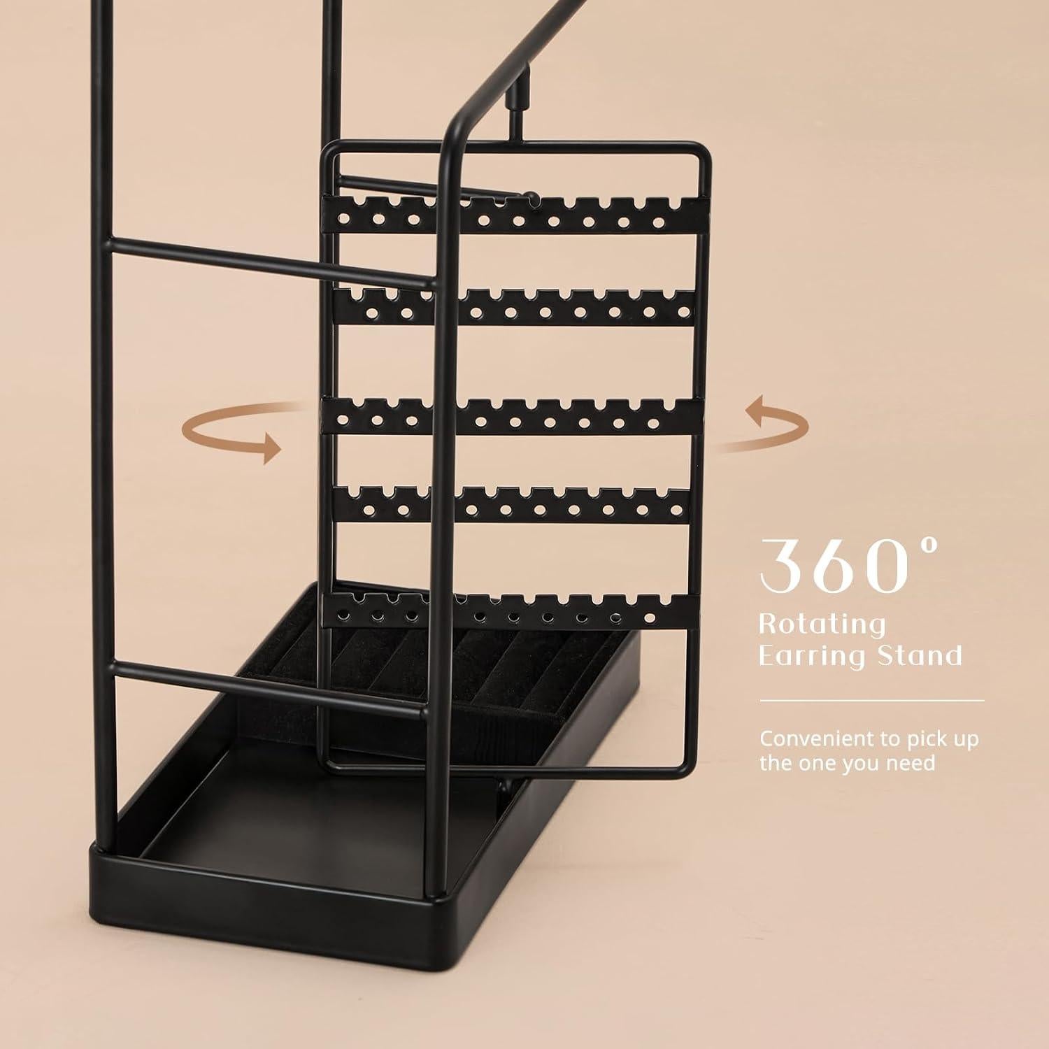 Soporte de Joyería ProCase Negro con Bandeja de Anillos