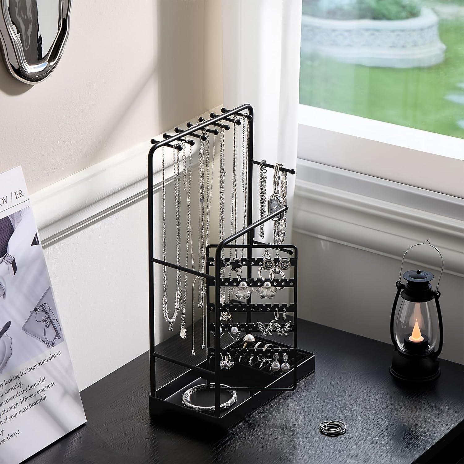 Soporte de Joyería ProCase Negro con Bandeja de Anillos