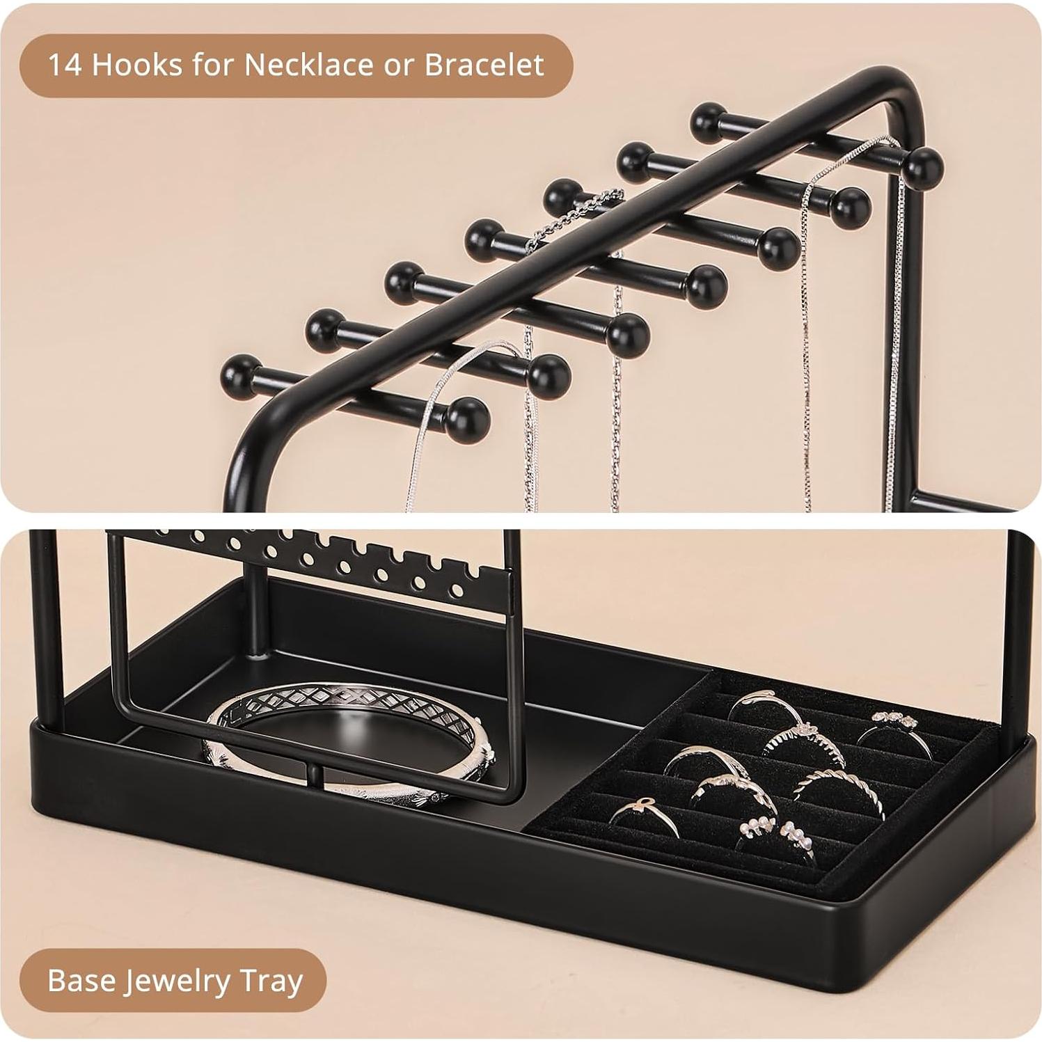 Soporte de Joyería ProCase Negro con Bandeja de Anillos