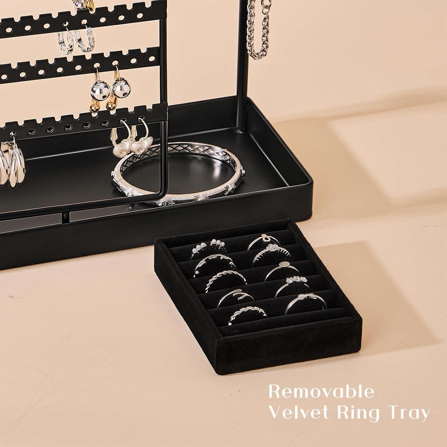 Soporte de Joyería ProCase Negro con Bandeja de Anillos