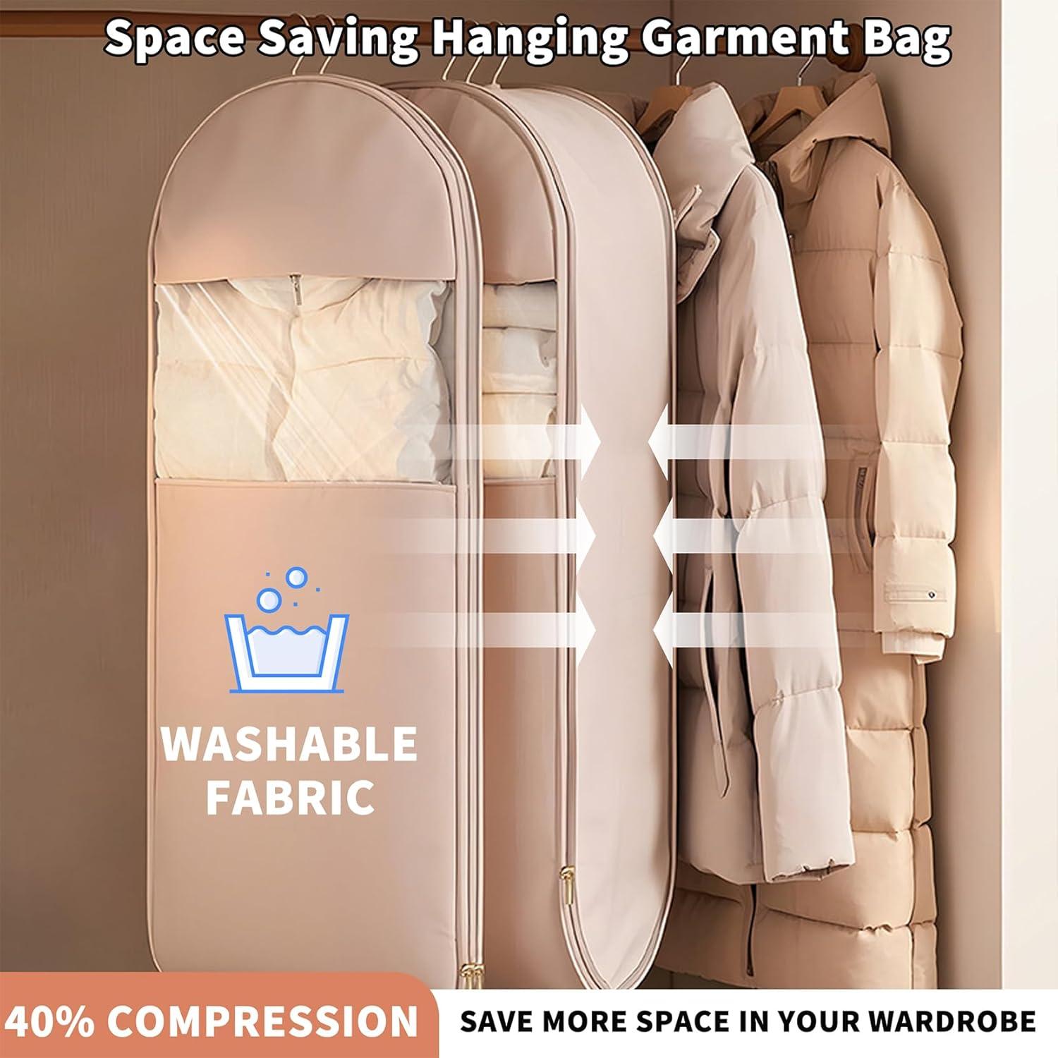 Bolsa de Ropa Colgante CDFUMY Beige M 90x58x15 cm Compresión