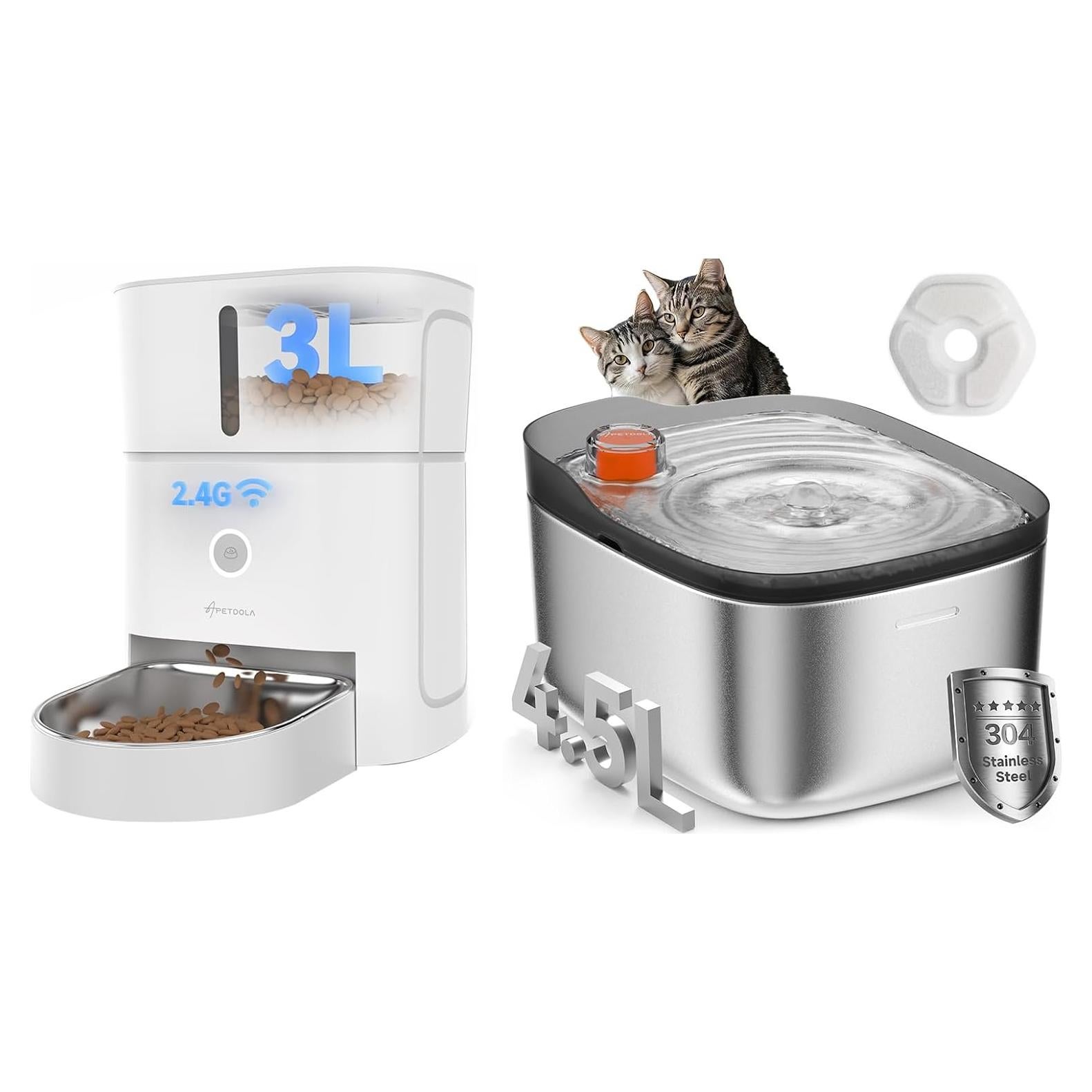 Fuente de Agua Inalámbrica 4.5L + Comedero Automático APETDOLA