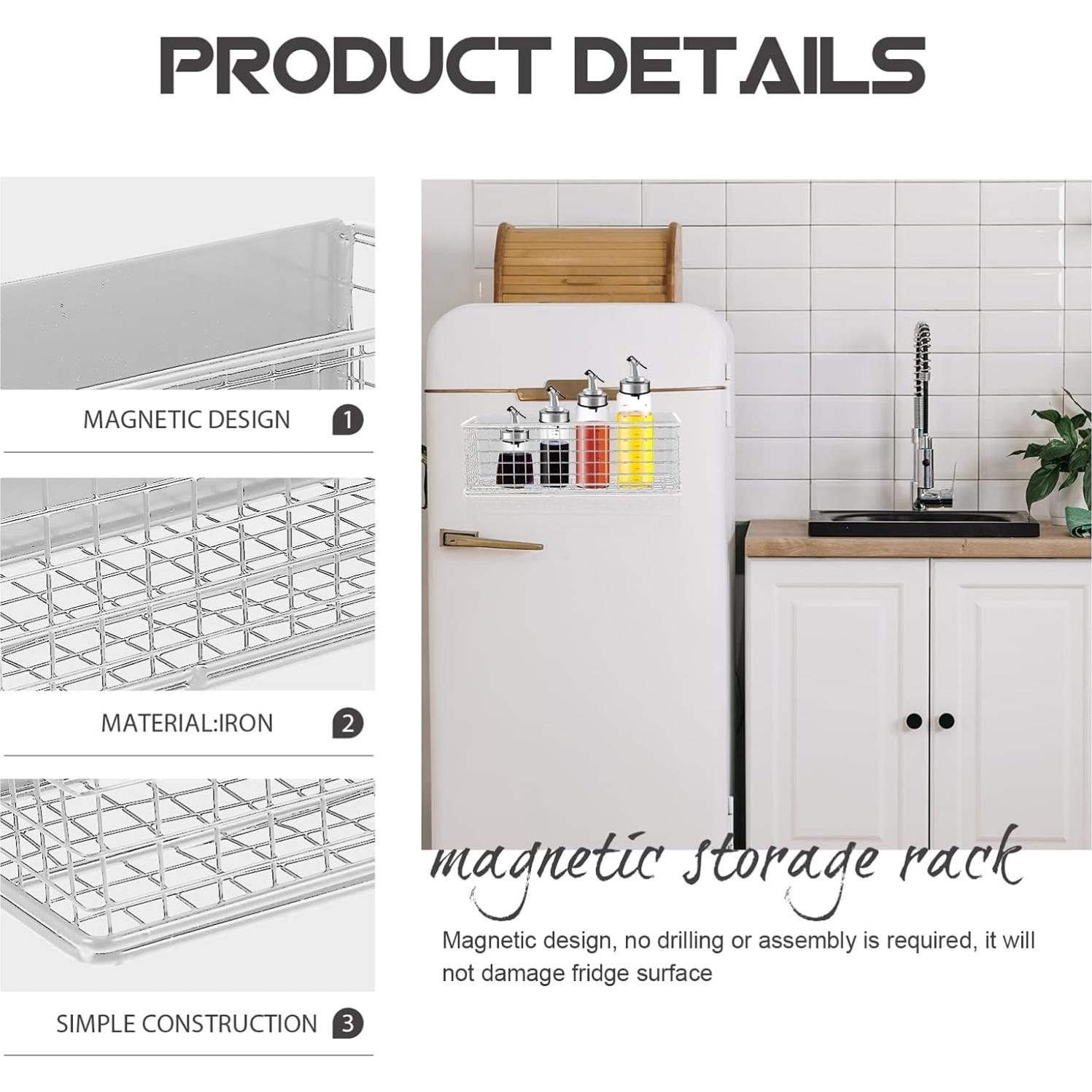 Cesta de Almacenamiento Magnética OUNONA 24.5x10x8 cm Blanca