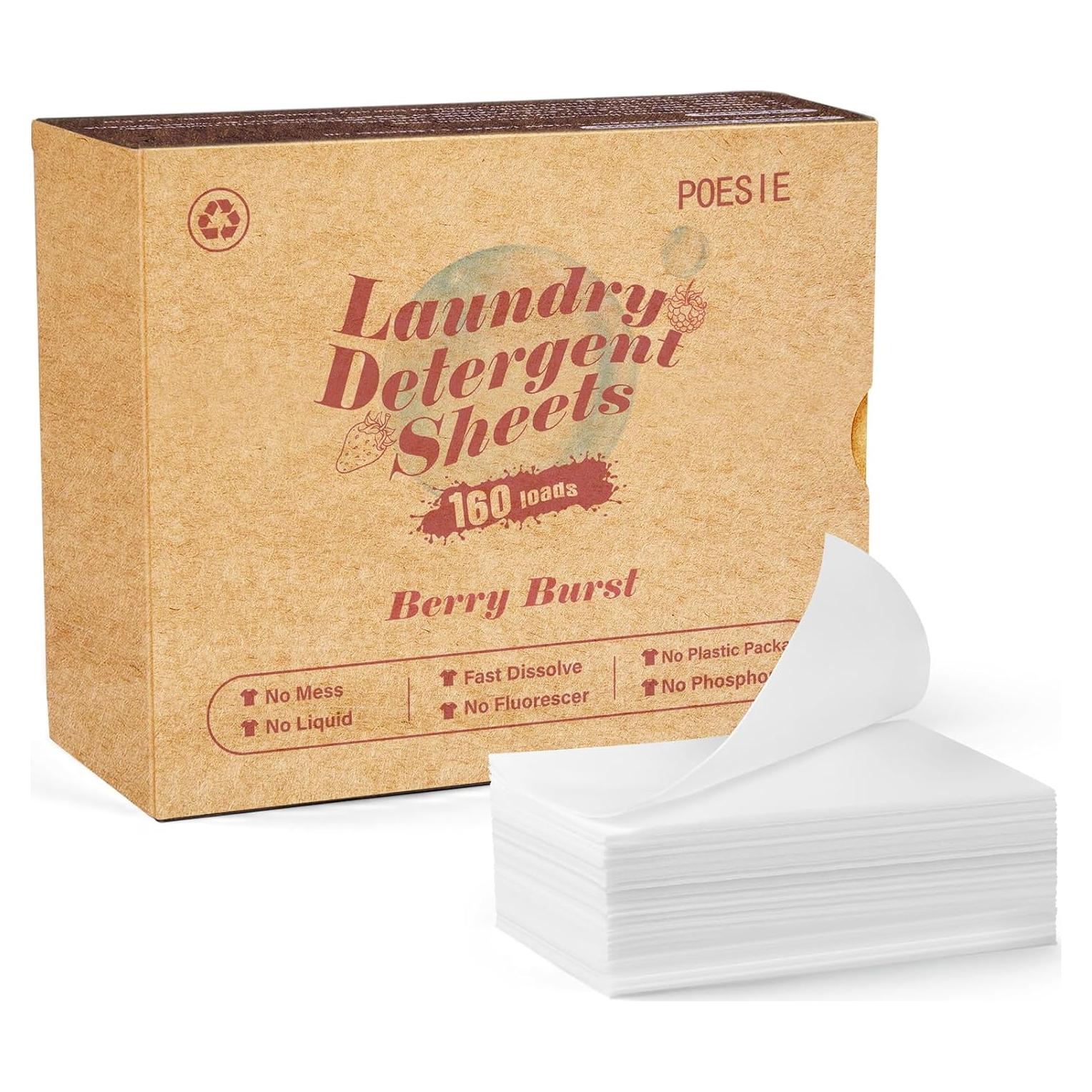 Hojas de Detergente para Ropa Poesie Aroma Frutilla 160 Hojas
