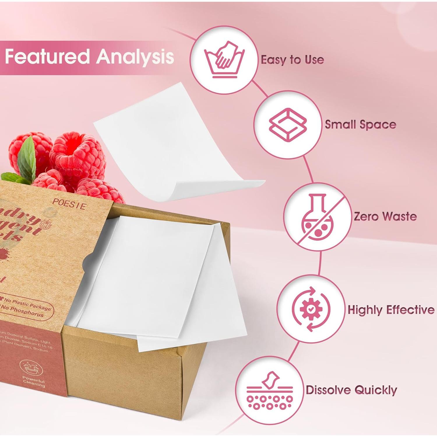 Hojas de Detergente para Ropa Poesie Aroma Frutilla 160 Hojas