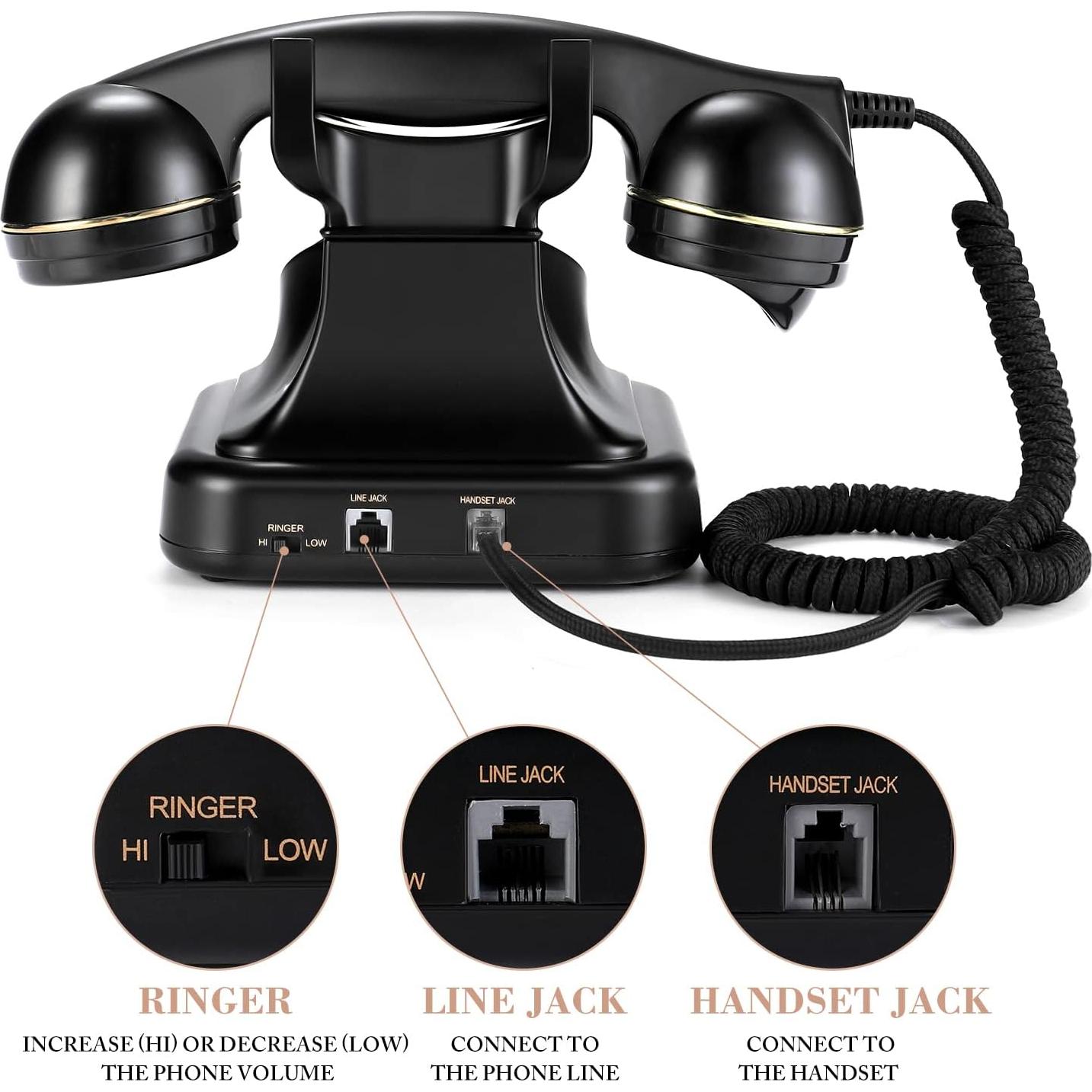 Teléfono de Línea Fija Retro Sentno MH1960 Negro Vintage