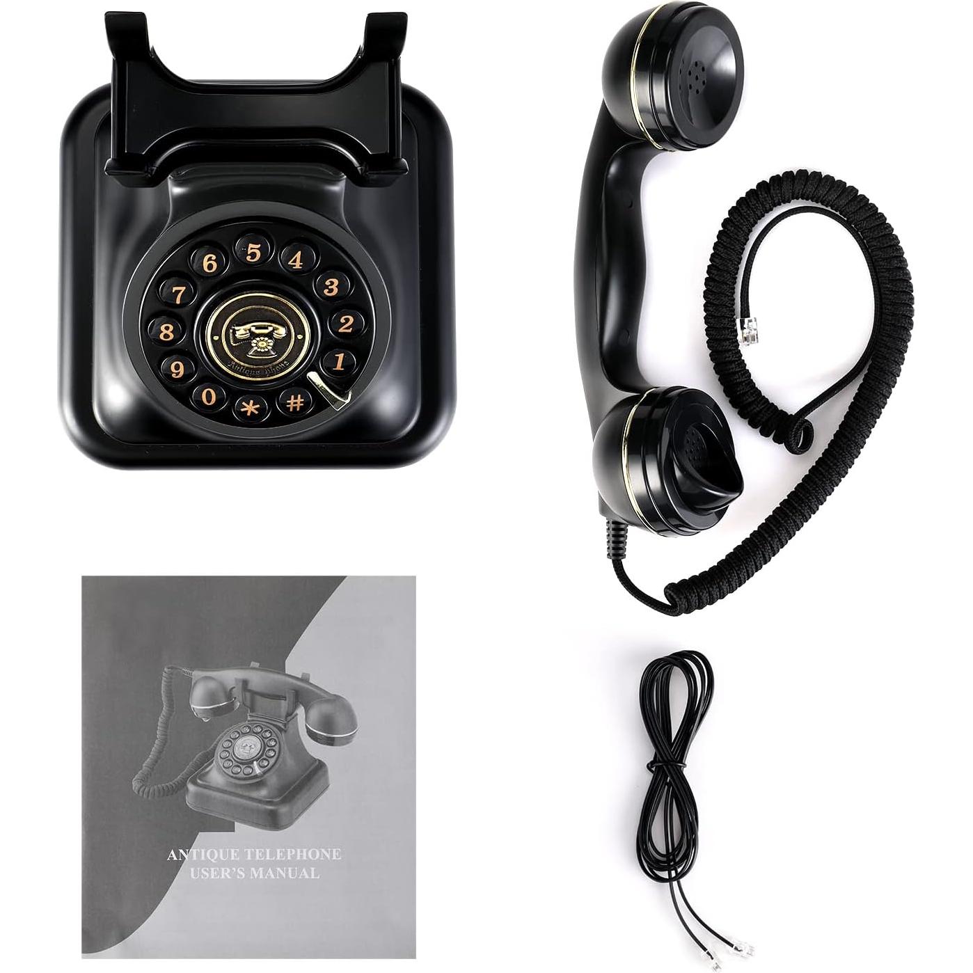 Teléfono de Línea Fija Retro Sentno MH1960 Negro Vintage