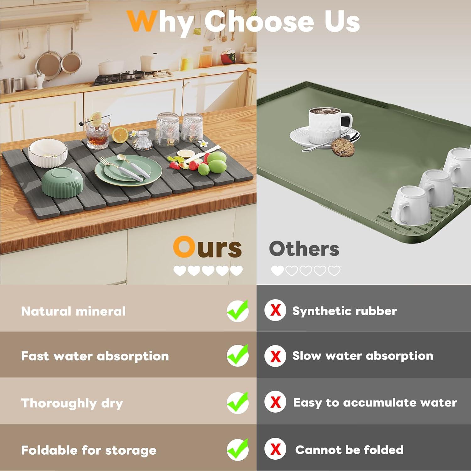 Alfombrilla de Secado de Piedra Diatomácea Dayacoco 58.4x38.9cm Gris