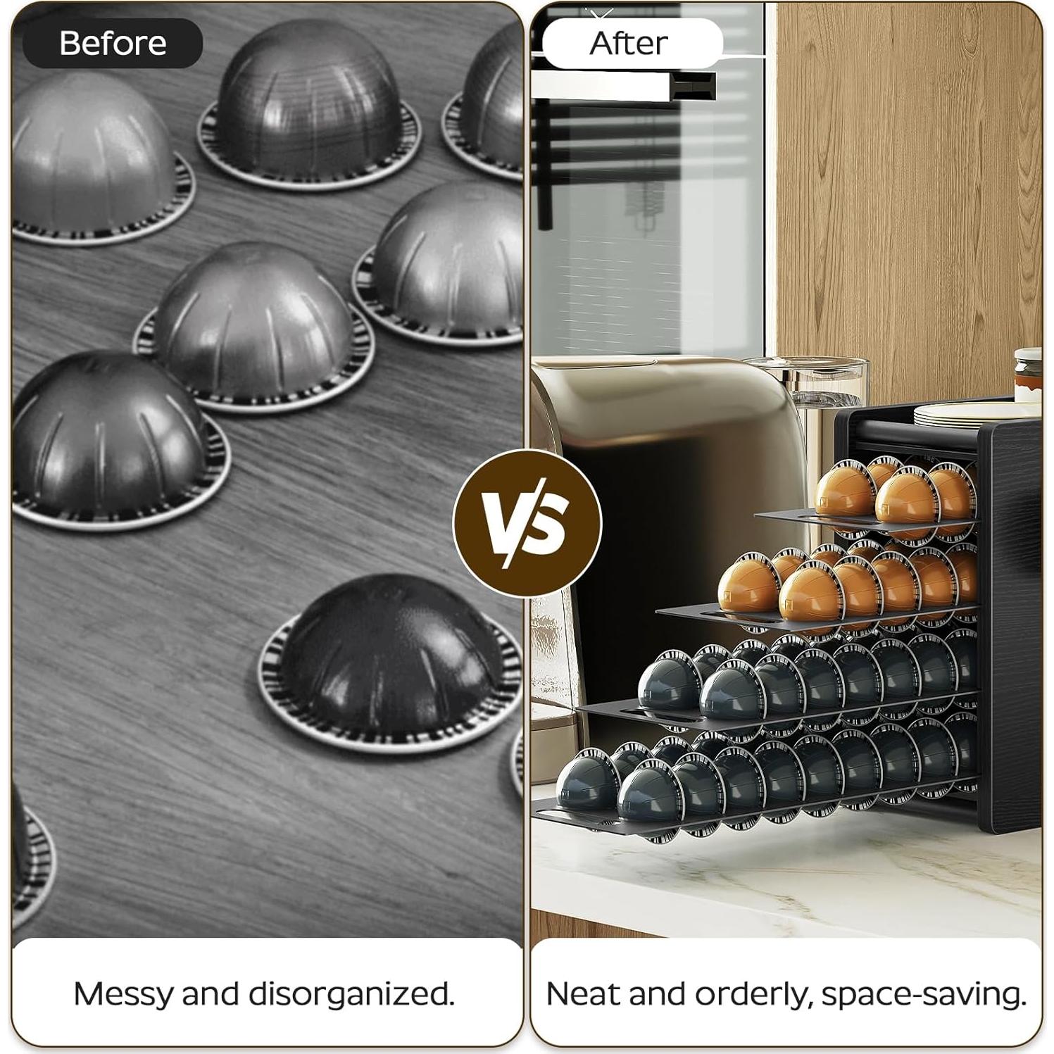 Soporte para Cajón de Cápsulas de Café YATINEY 72 Cápsulas Negro