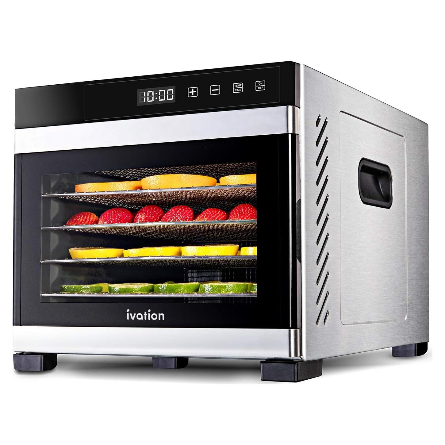 Deshidratadora de Alimentos Ivation 6 Bandejas 600W Acero Inoxidable