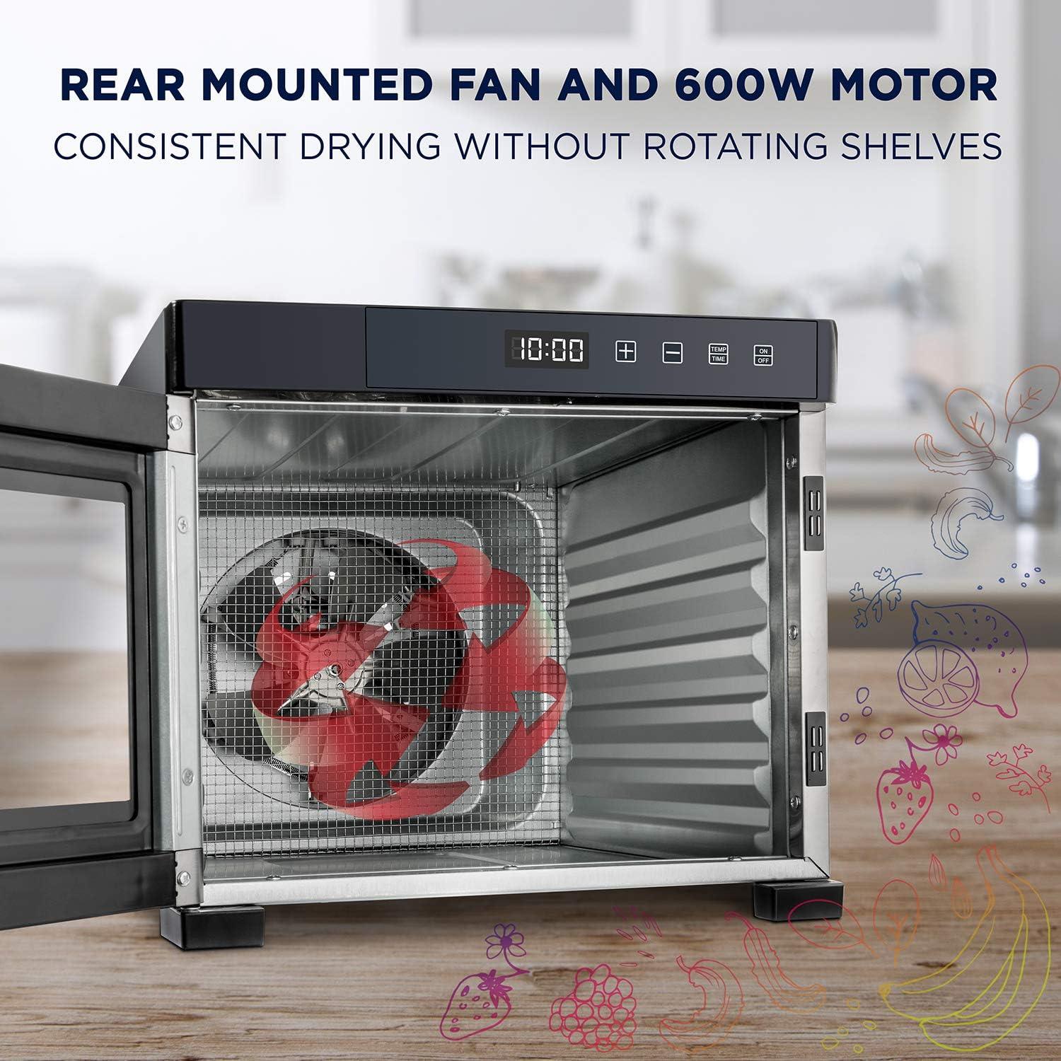 Deshidratadora de Alimentos Ivation 6 Bandejas 600W Acero Inoxidable