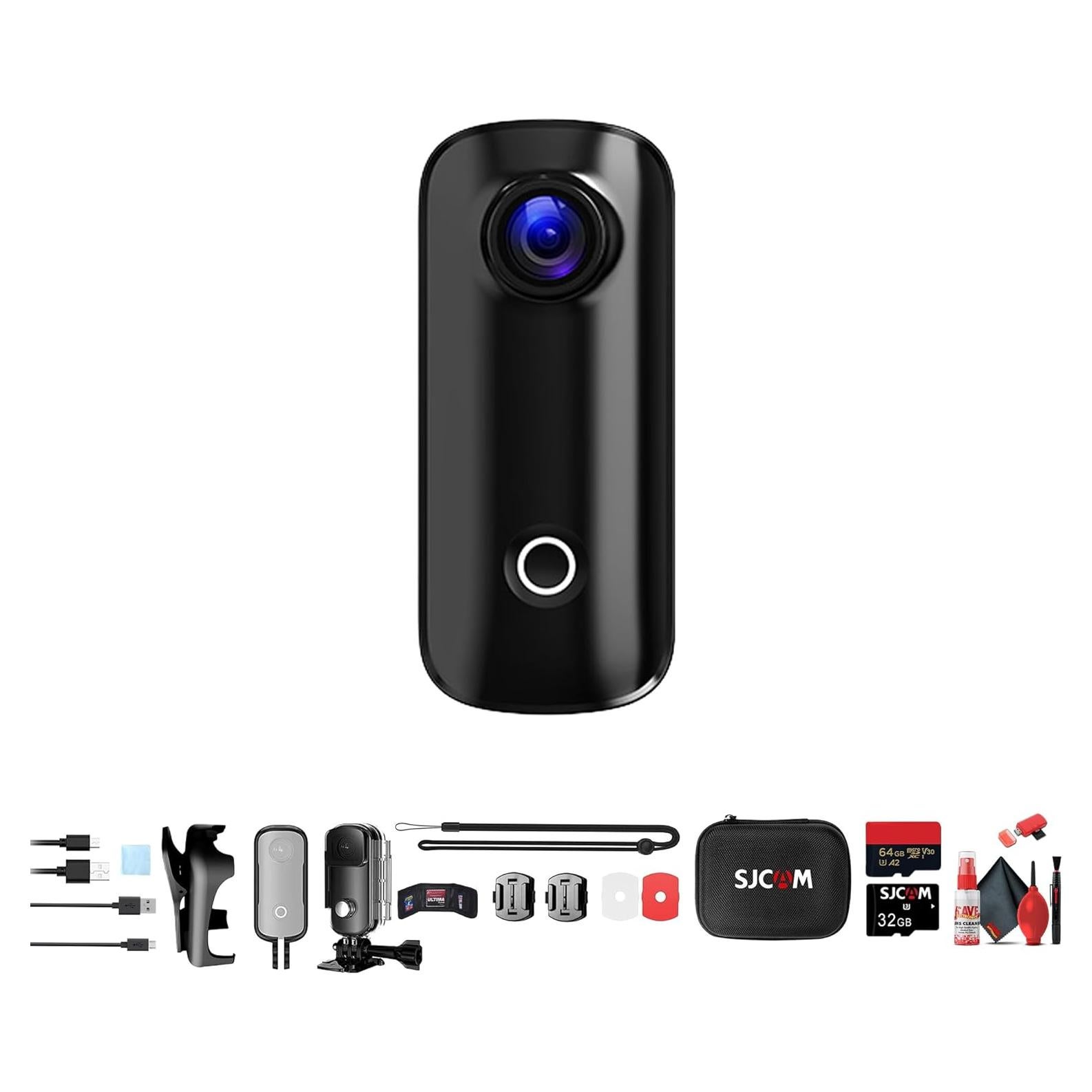 Cámara de acción SJCAM C100 Plus 4K 30fps negra con accesorios