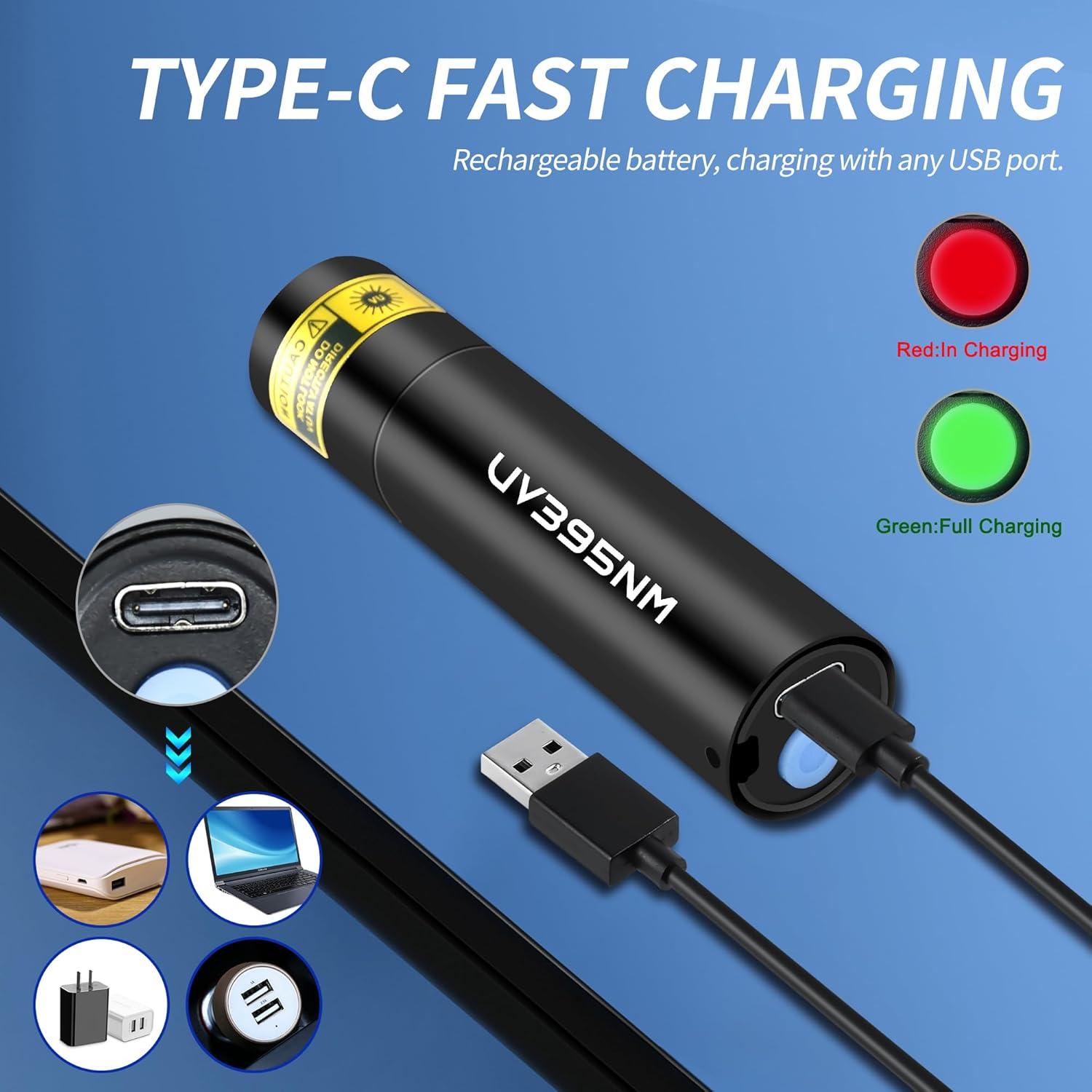 Linterna UV Recargable WMCODMW Mini 365nm 395nm Luz Negra